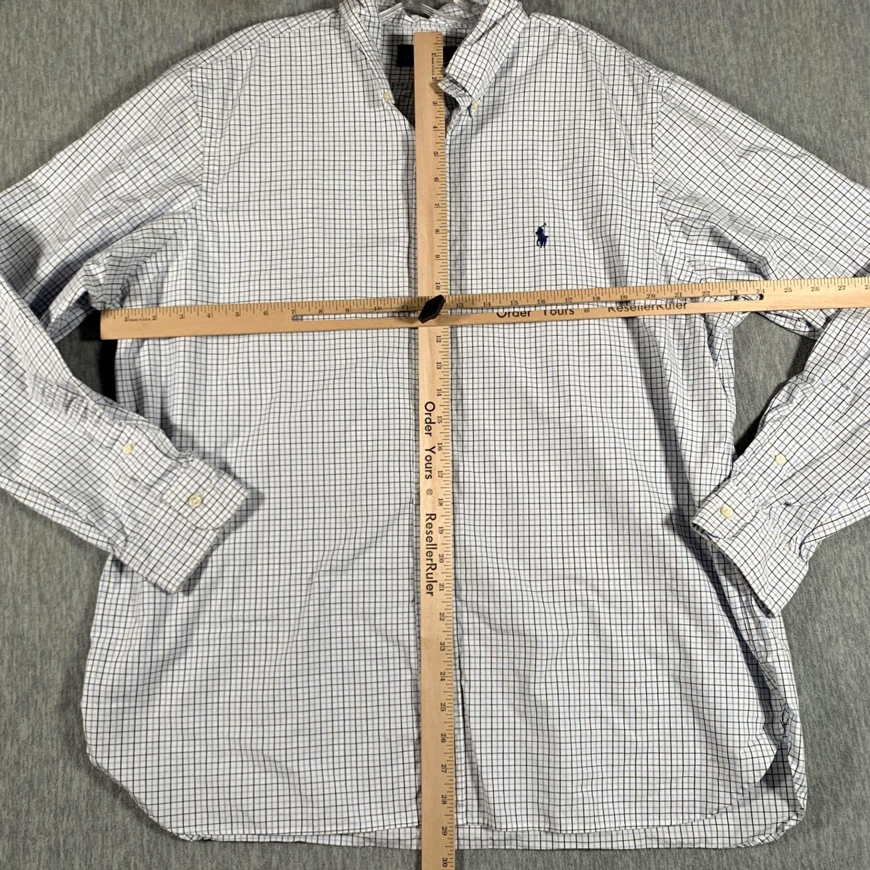Ralph Lauren Ralph Lauren Shirt Mens 17.5 44 White Blue Check Button Down Dress Shirt Size 48R - 6 Thumbnail