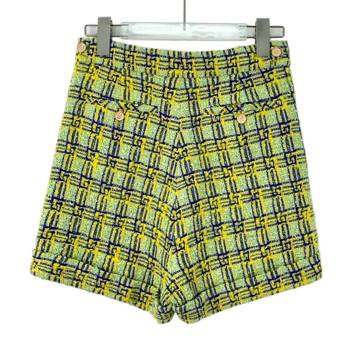 Gucci Gucci 23 Style Light Green Plaid Woven Tweed Shorts K26WX Size 25" / US 0 / IT 36 - 2 Thumbnail