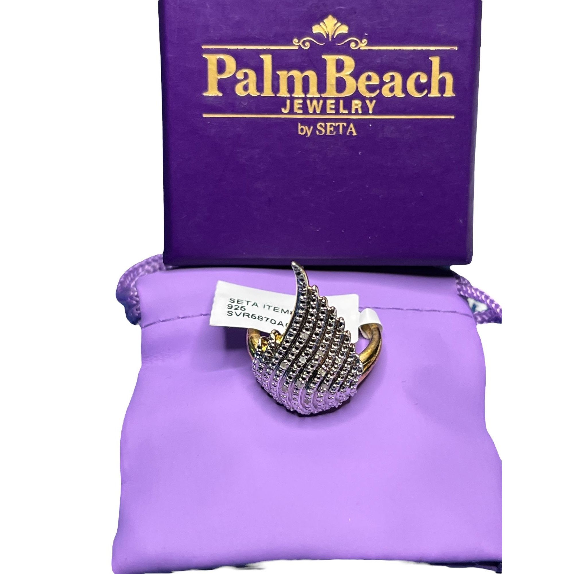Other Palm Beach Jewelry Sterling Silver Gold Plated Ring Angel Wi Size ONE SIZE - 4 Thumbnail