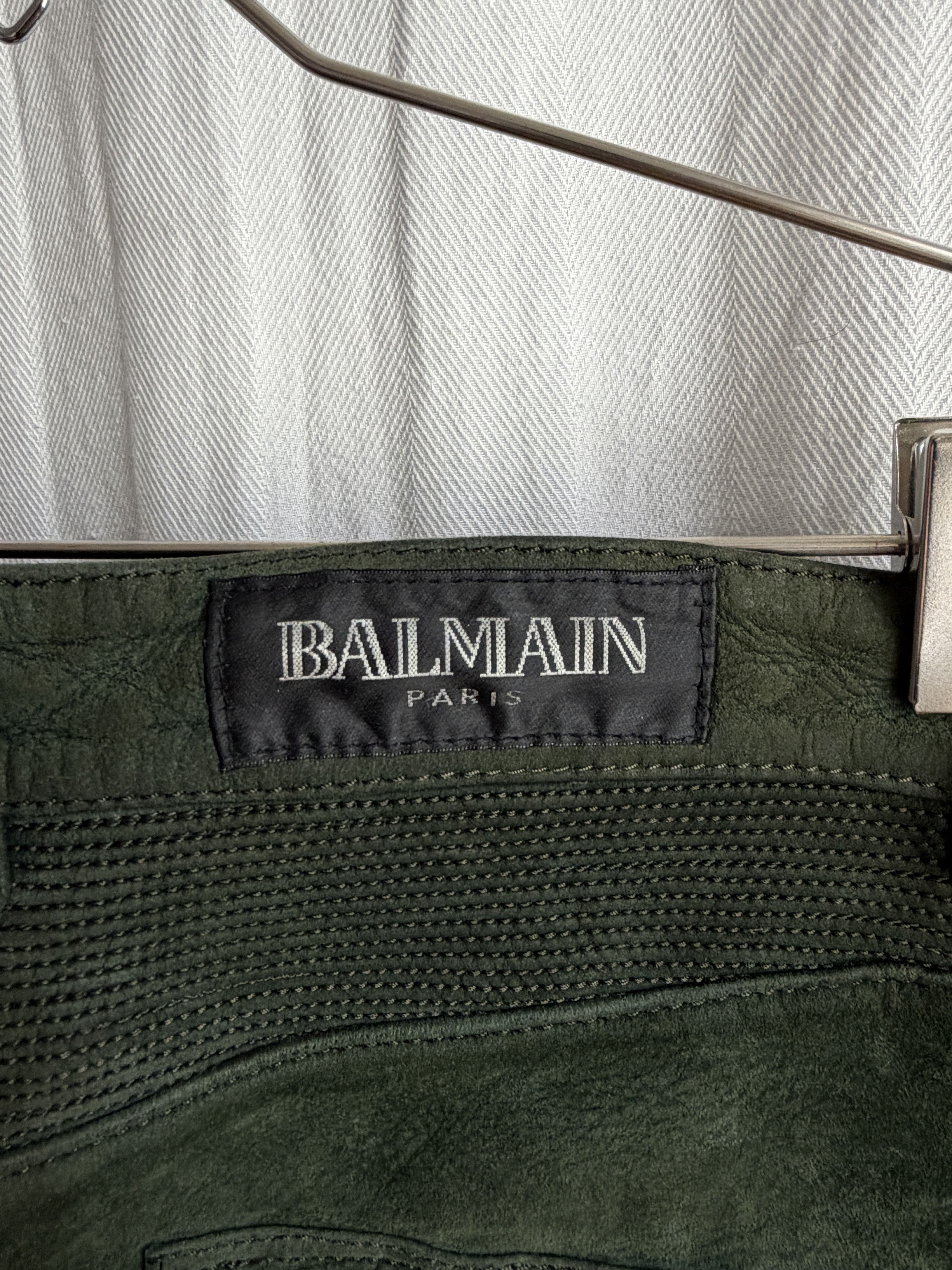 Balmain AW12 Forest Green Suede Biker Pants Size US 30 / EU 46 - 7 Thumbnail
