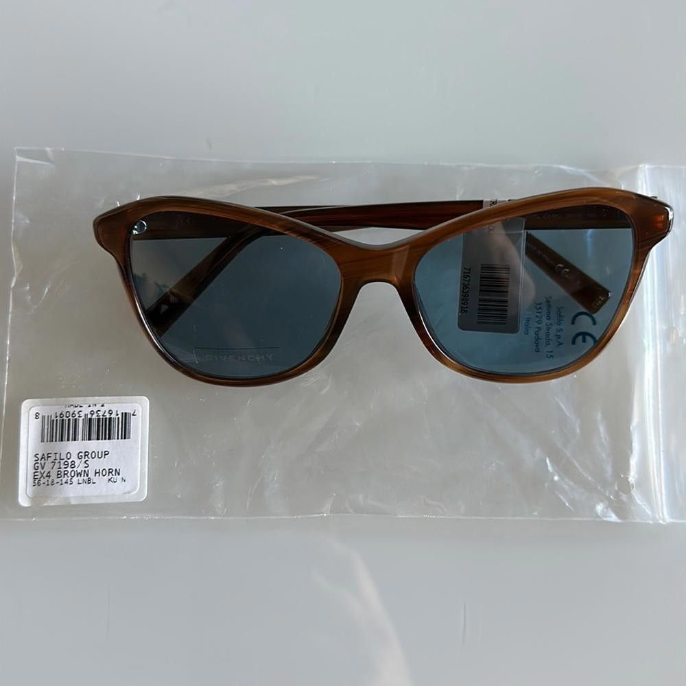 Givenchy Givenchy Gradient Brown Horn Cat Eye Sunglasses Blue Lenses Size ONE SIZE - 5 Thumbnail