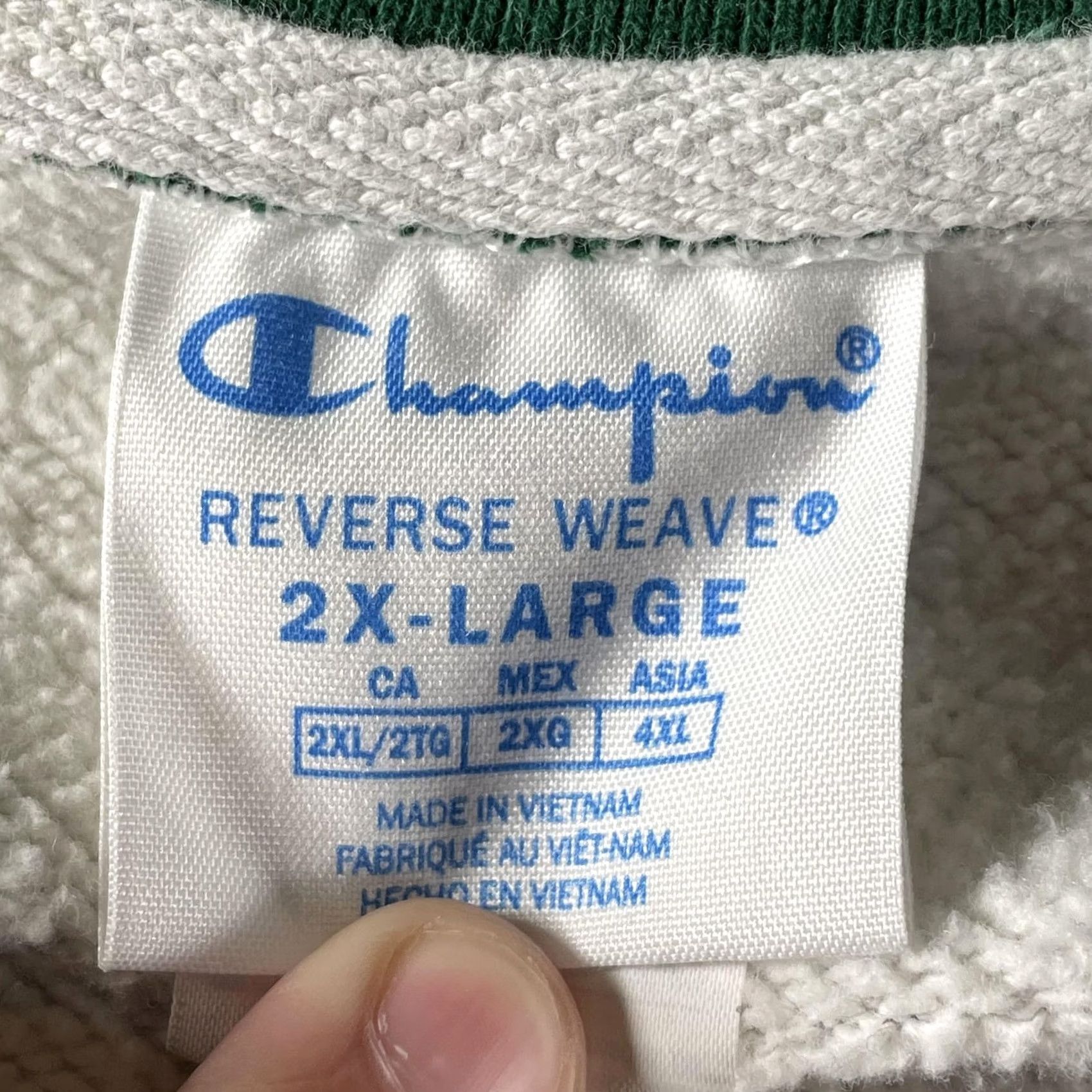 Champion Champion Pullover 2XL Gray Green V-Neck Pockets Striped Cuffs Reverse Weave Mens Size US XXL / EU 58 / 5 - 2 Thumbnail