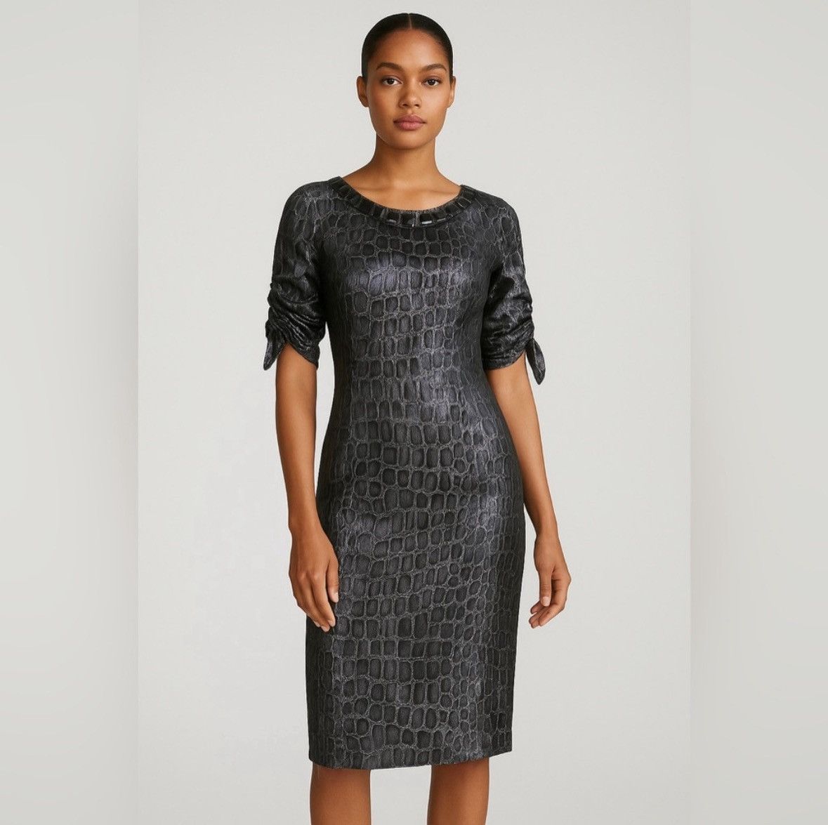 Blumarine Blumarine Delilah Metallic Embossed Cocktail Dress/ Size 4 Size M / US 6-8 / IT 42-44 - 1 Thumbnail