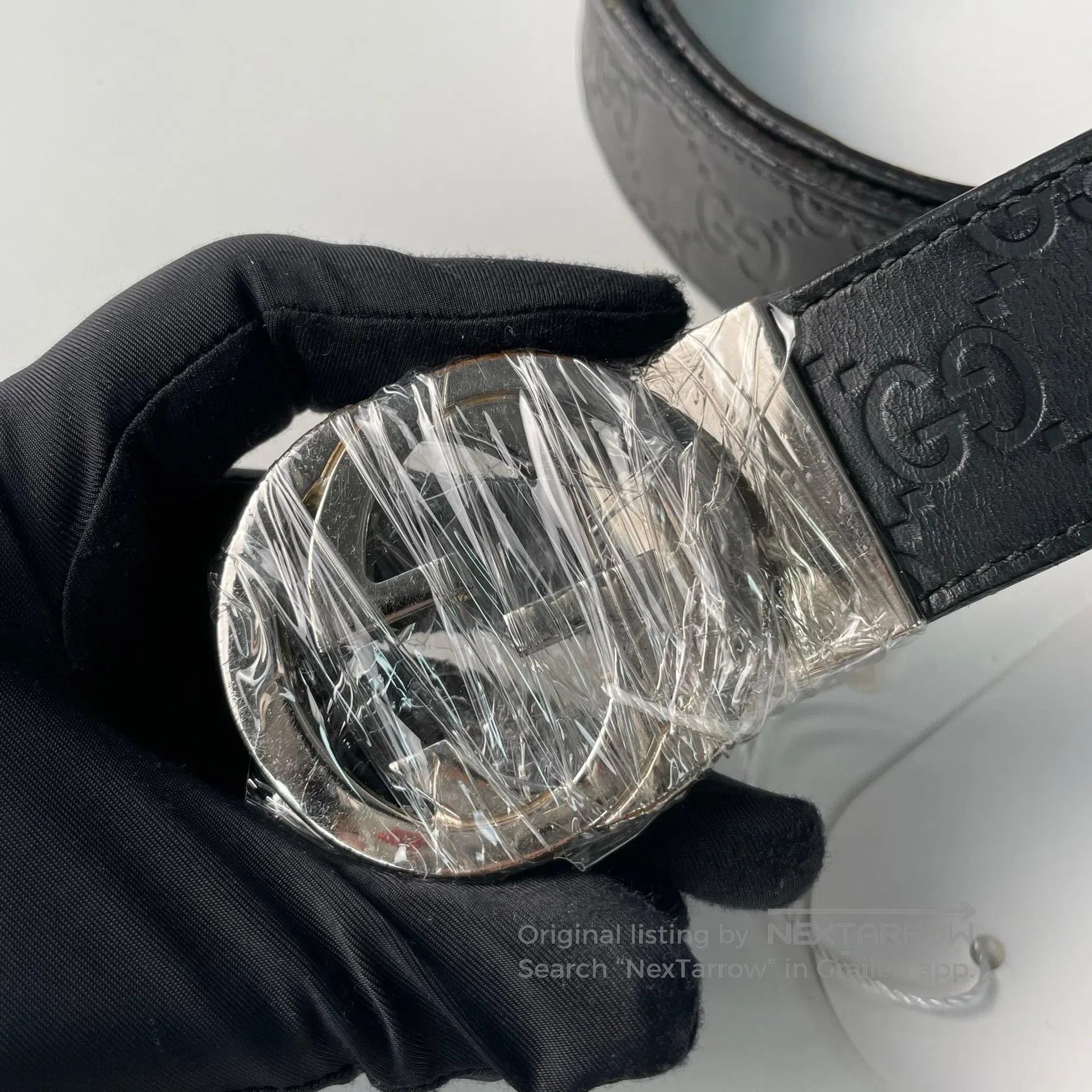 Gucci Guicci size 90 Black Leather Belt with Silver Buckle| Size ONE SIZE - 2 Thumbnail