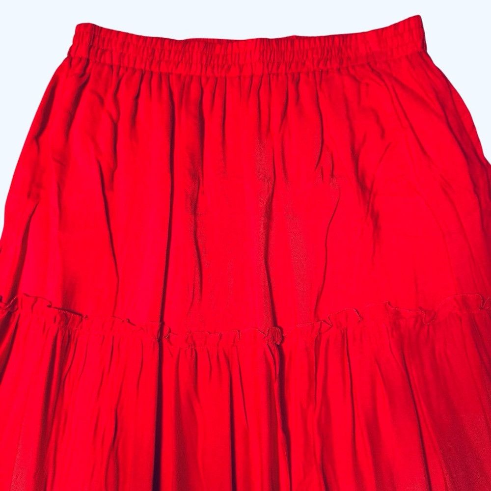 Other NWT New Laffair Red Embroidered Layered Maxi Skirt Size L Size 36" / US 14 / IT 50 - 4 Thumbnail