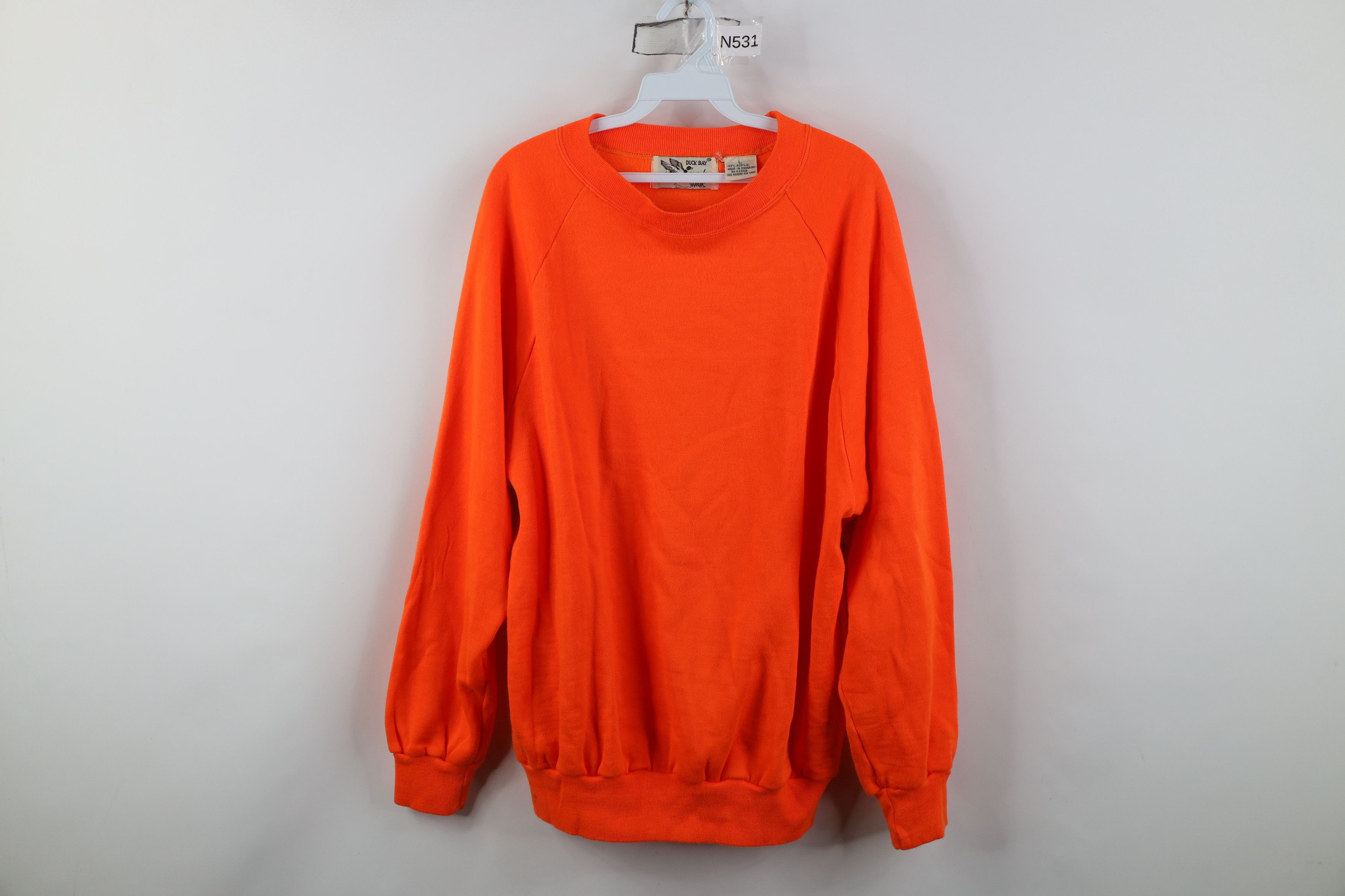 Vintage Vintage 80s 90s Streetwear Blank Sweatshirt Blaze Orange Size US L / EU 52-54 / 3 - 1 Thumbnail