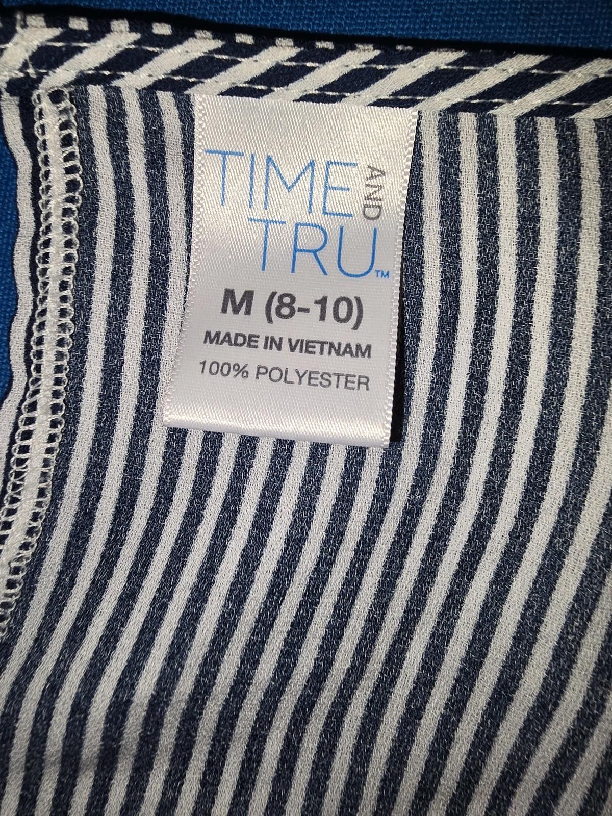 Designer Time And Tru Long Ruffle Sleeve Blue & White Striped Size M / US 6-8 / IT 42-44 - 2 Thumbnail