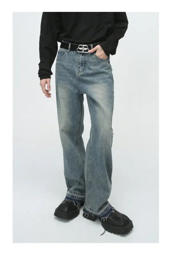 Japanese Brand VIBE Vintage loose straight-leg raw edge jeans Size US 32 / EU 48 - 2 Thumbnail