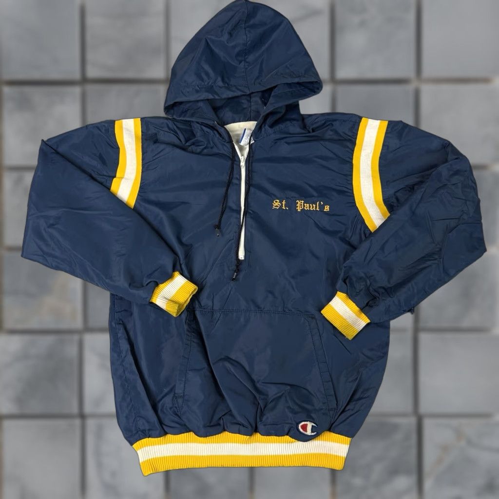 Champion VINTAGE Champion Jacket Adult Small Varsity St. Paul’s USA 80s Blue Nylon Zip Pockets Mens Size US S / EU 44-46 / 1 - 1 Thumbnail