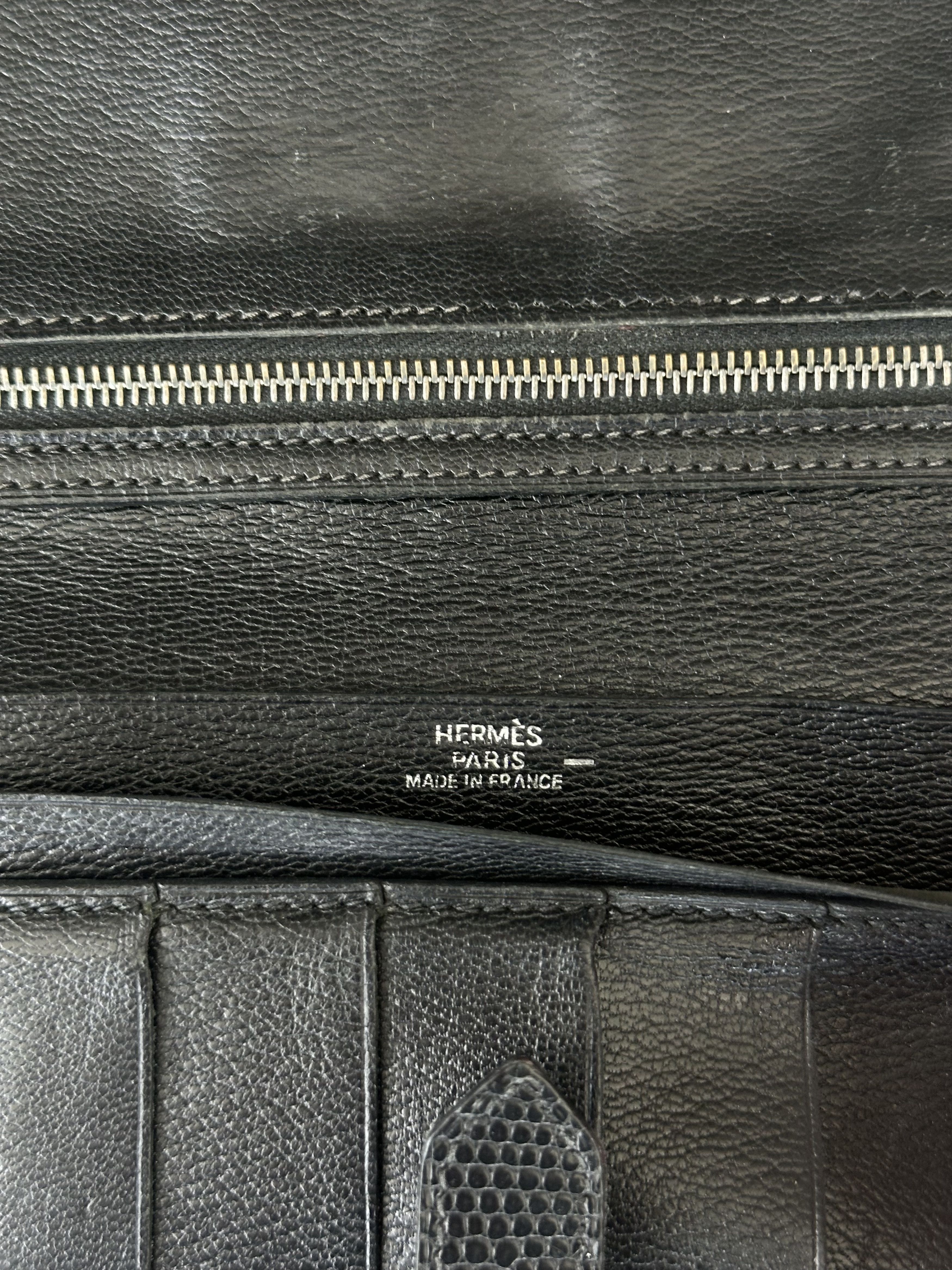 Hermes Hermes Black Lizard Bearn Wallet Size ONE SIZE - 4 Thumbnail