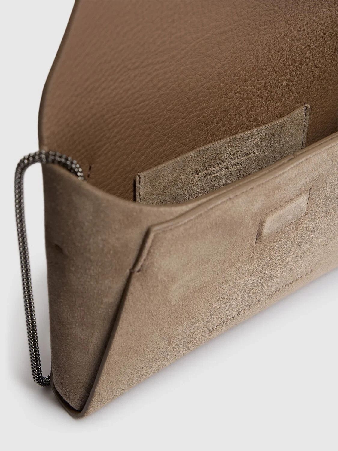Brunello Cucinelli BRUNELLO CUCINELLI Ice Suede Clutch w/ Strap New Auth Size ONE SIZE - 4 Thumbnail