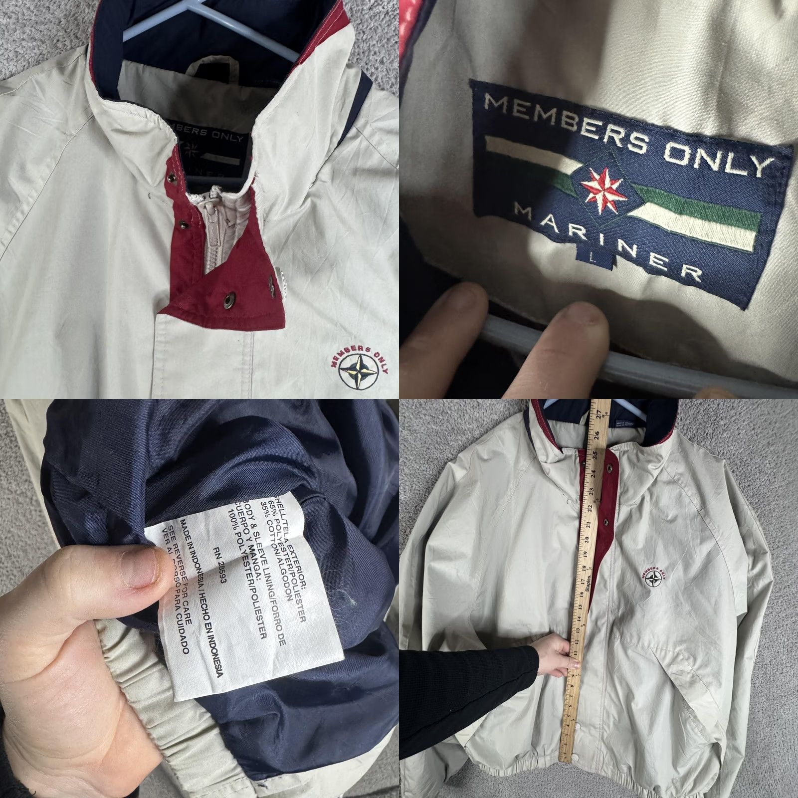 Members Only VINTAGE Members Only Mariner Jacket Mens L White Nautical Windbreaker Lined Size US L / EU 52-54 / 3 - 8 Thumbnail