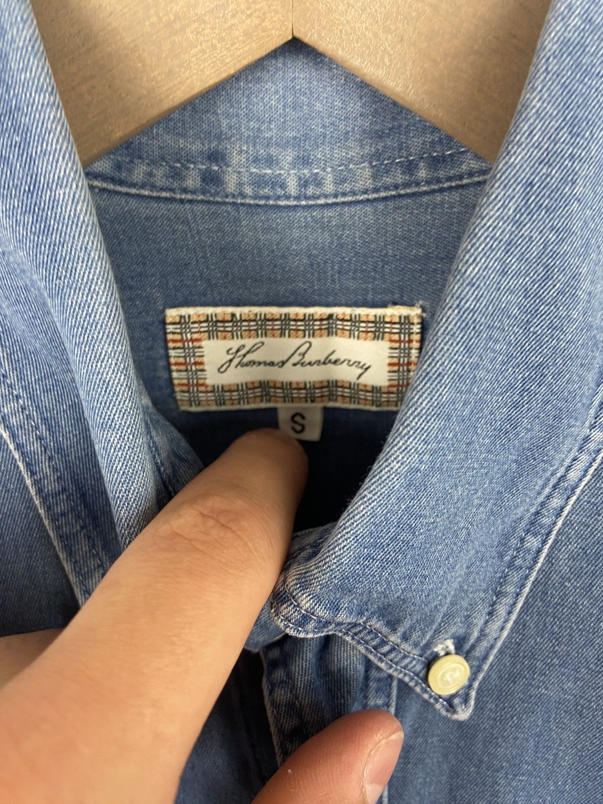 Burberry Vintage Thomas Burberry Denim Blue Men's Button-Up Shirt Size US S / EU 44-46 / 1 - 3 Thumbnail