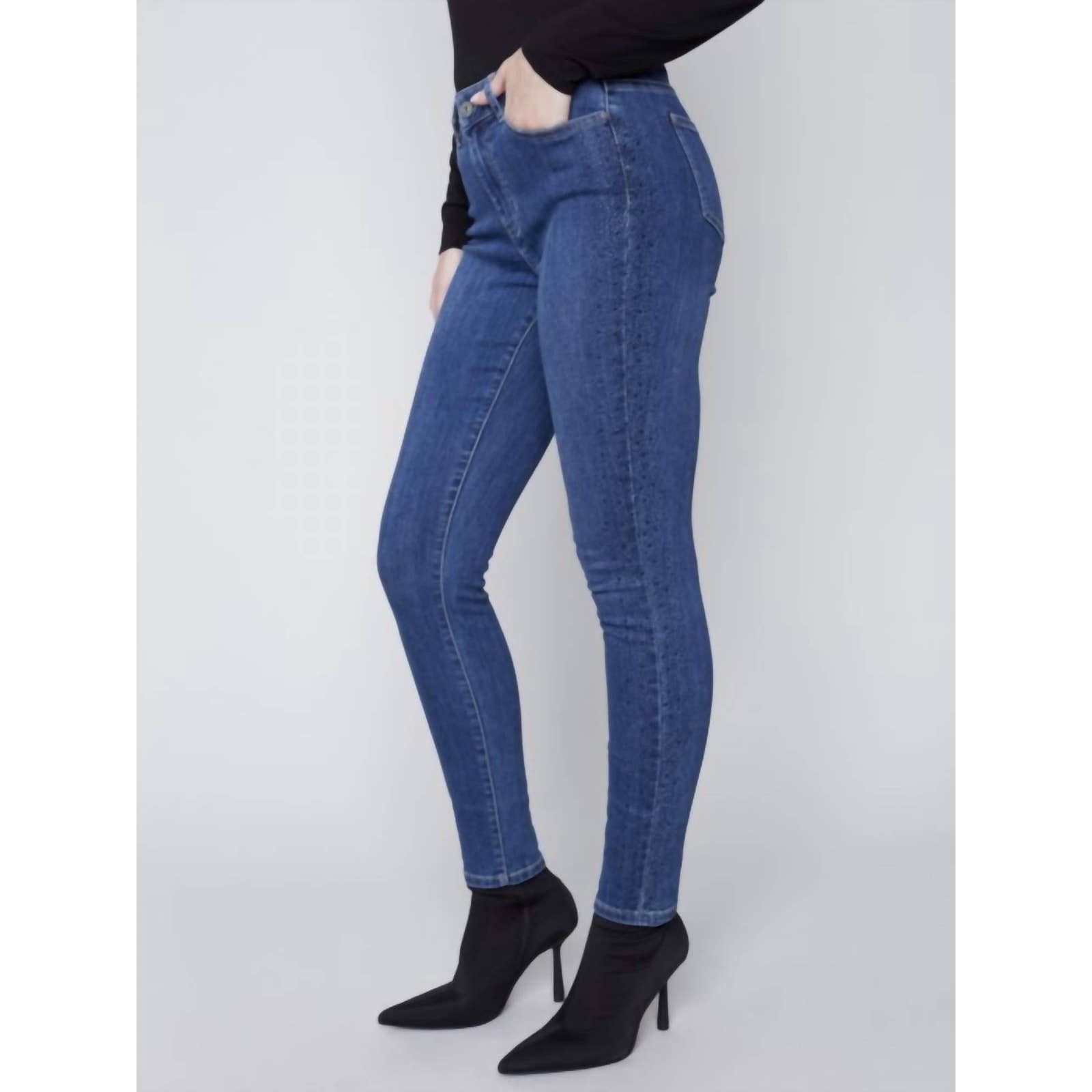 Designer CHARLIE B C5454-431a - Skinny Jean W/ Side Sparkle In Blue ...