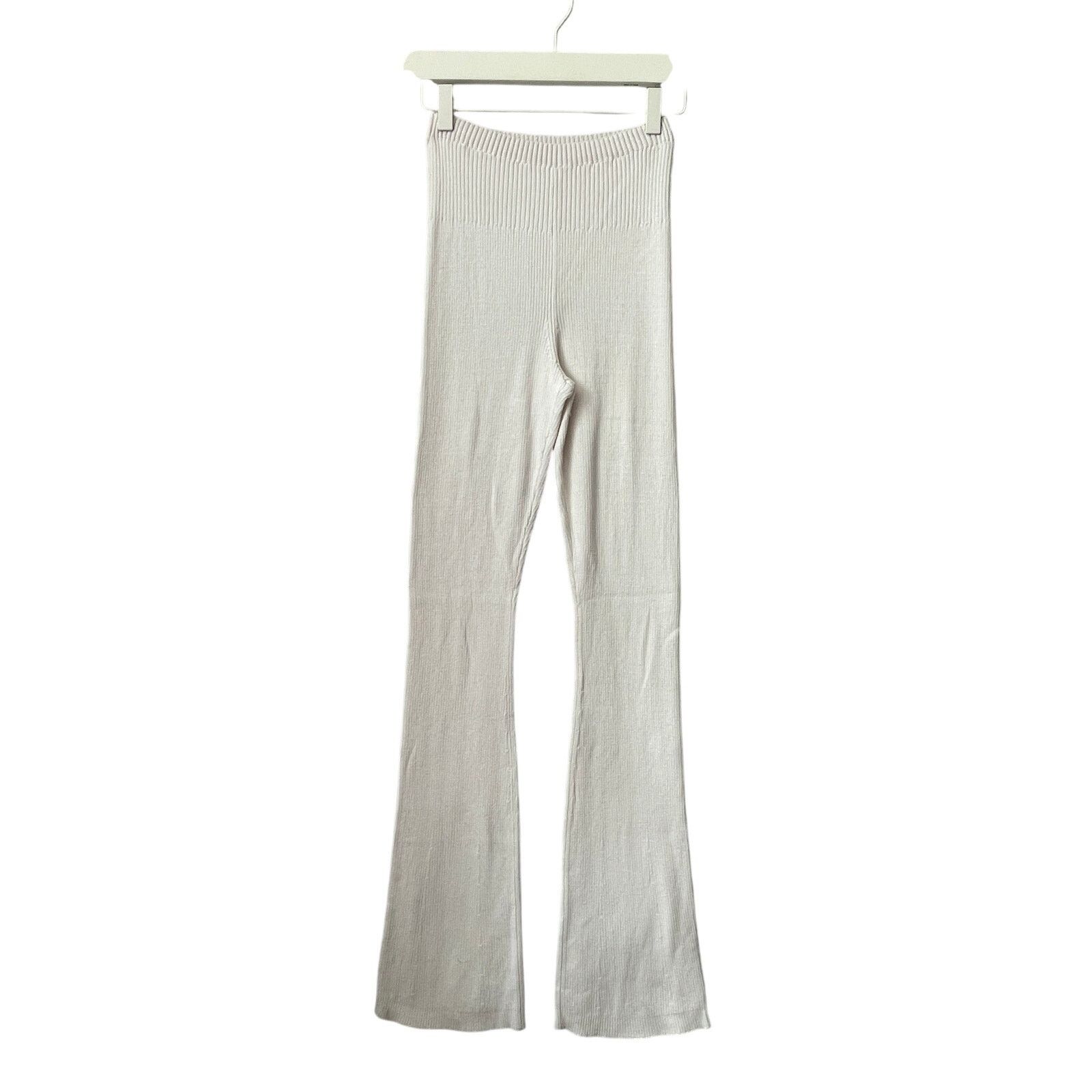 Free People Free People Cream Cotton Rib Knit Flare Lounge Pants Size XS Size 25" / US 0 / IT 36 - 1 Thumbnail