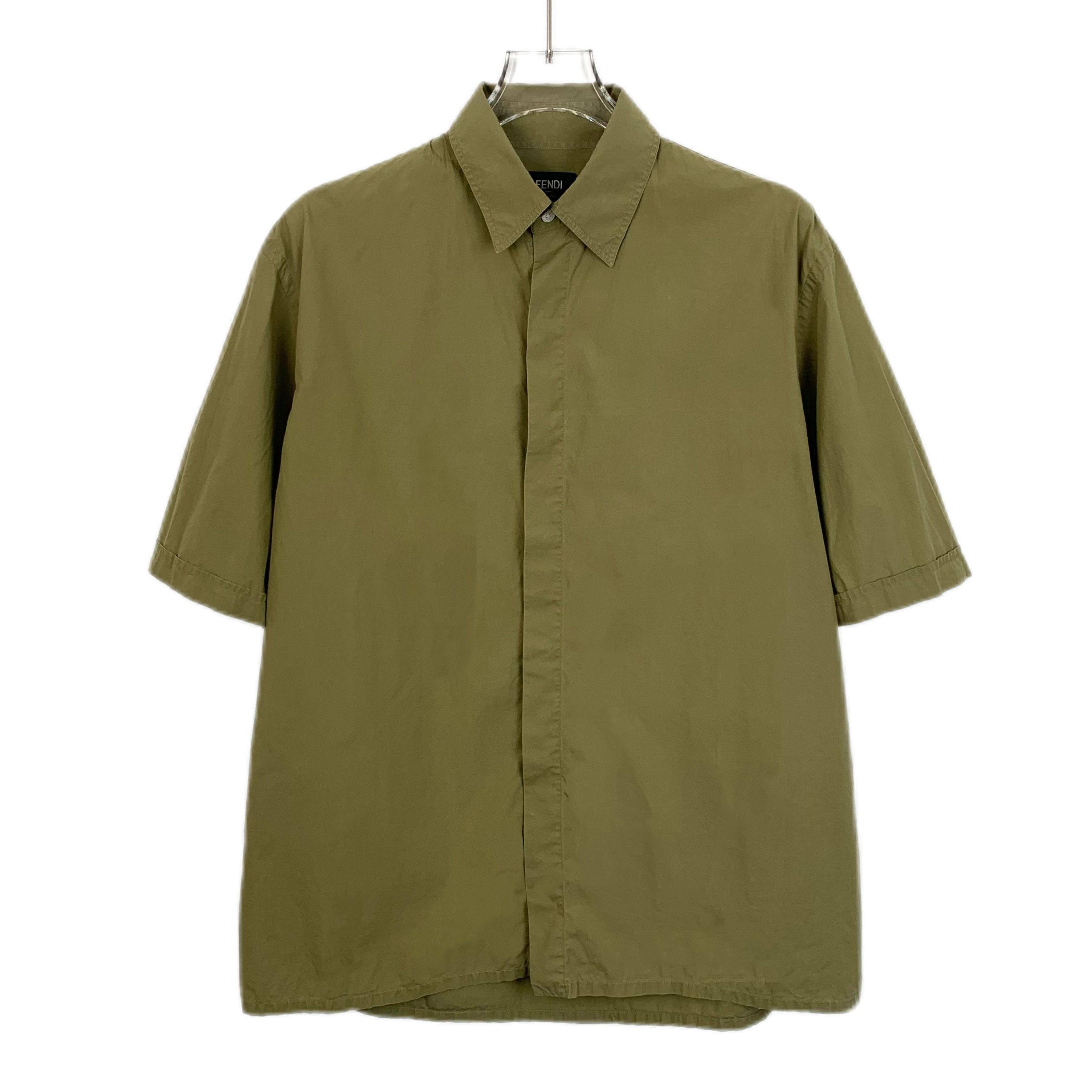 Fendi Fendi Mens Olive Green Short-Sleeve Button-Up Shirt Size US S / EU 44-46 / 1 - 1 Thumbnail