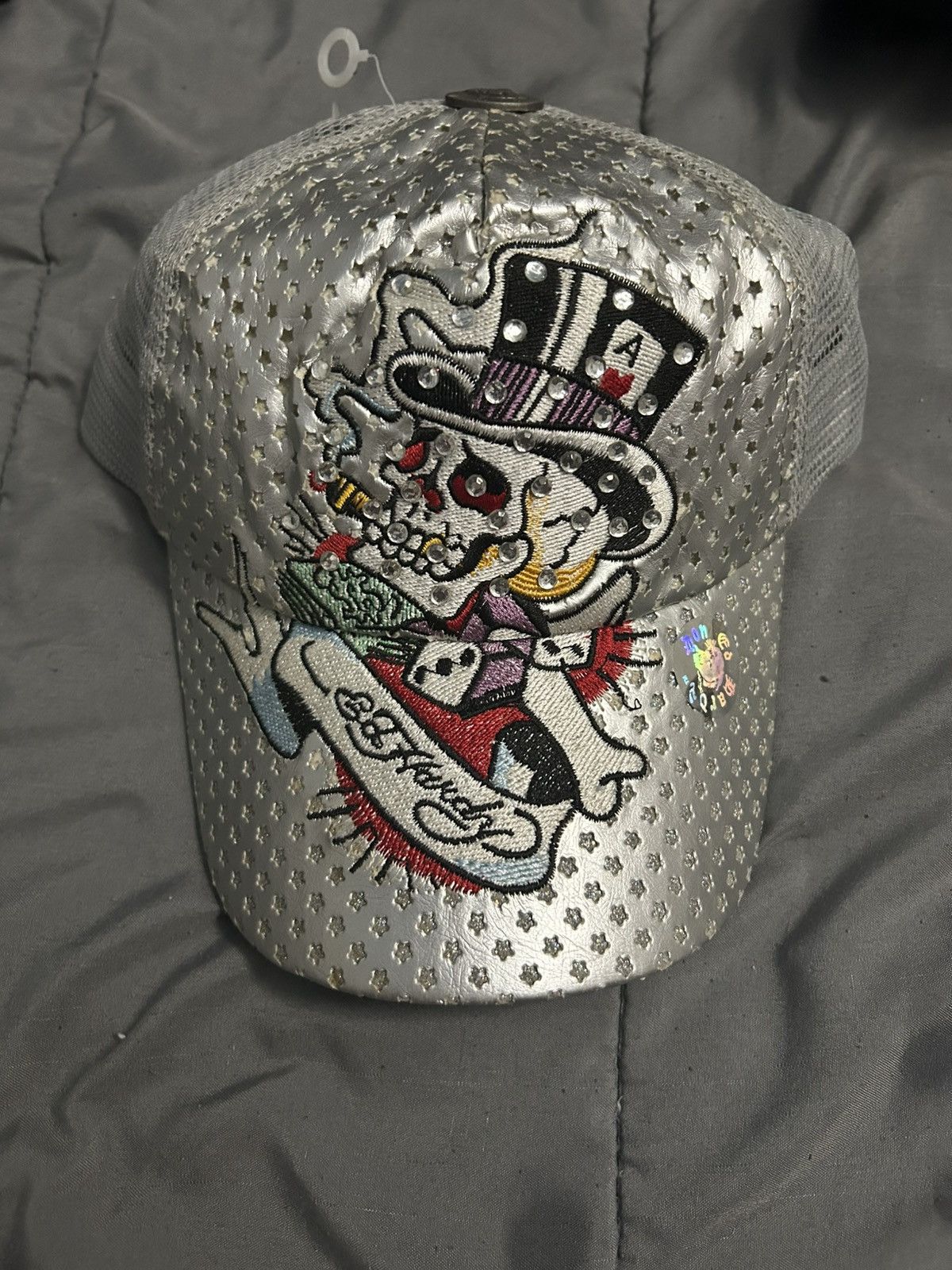 Ed Hardy Grey silver y2k Ed hardy snapback Size ONE SIZE - 1 Thumbnail