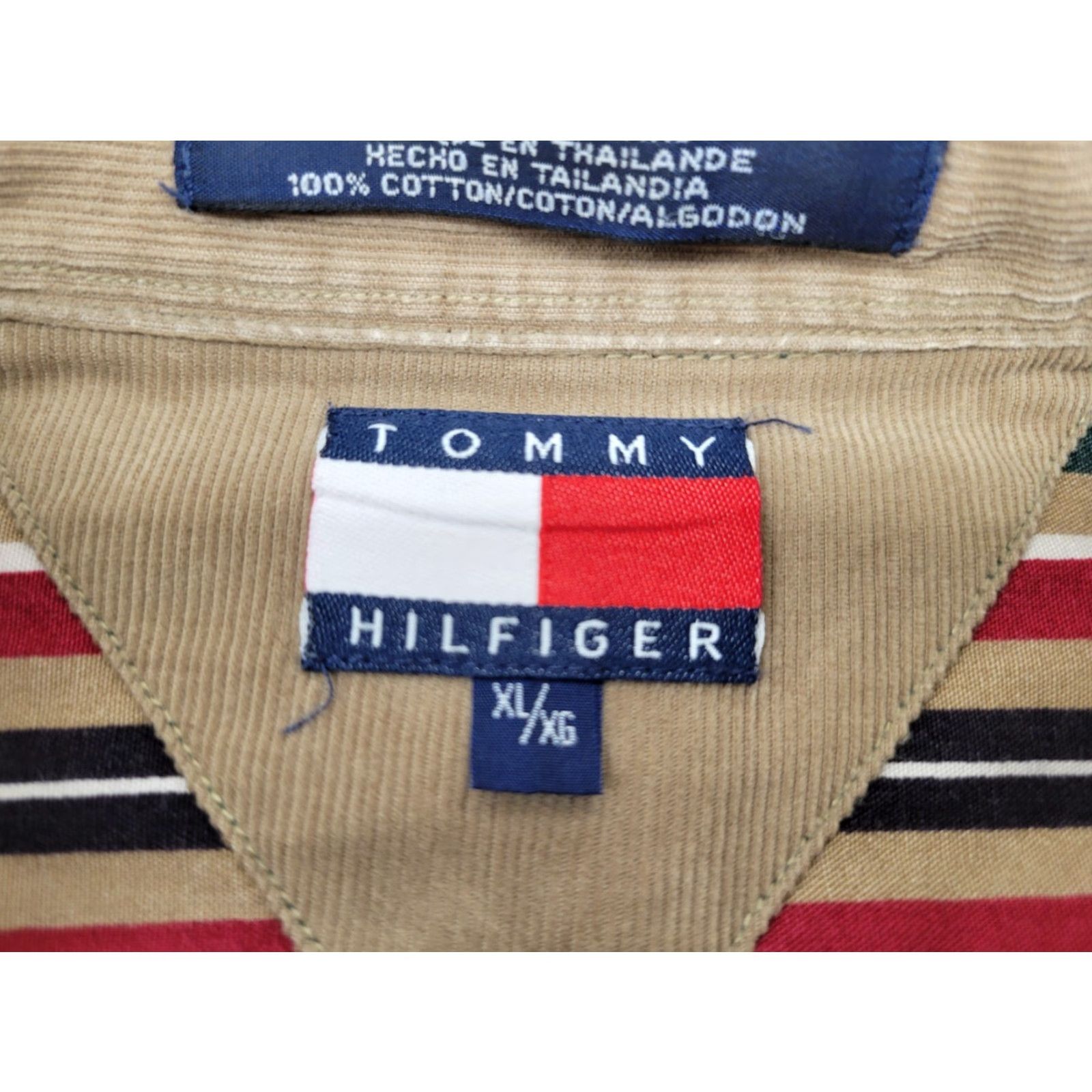 Tommy Hilfiger VINTAGE Tommy Hilfiger Mens Striped Button-Up Shirt XL 90s Crest Logo Cotton Green Shirt Button-Front Mens Regular Size US XL / EU 56 / 4 - 8 Thumbnail