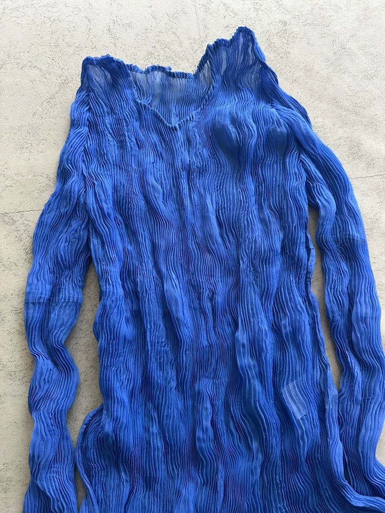 Issey Miyake Issey Miyake Blue wicker pleated top Size L / US 10 / IT 46 - 2 Thumbnail