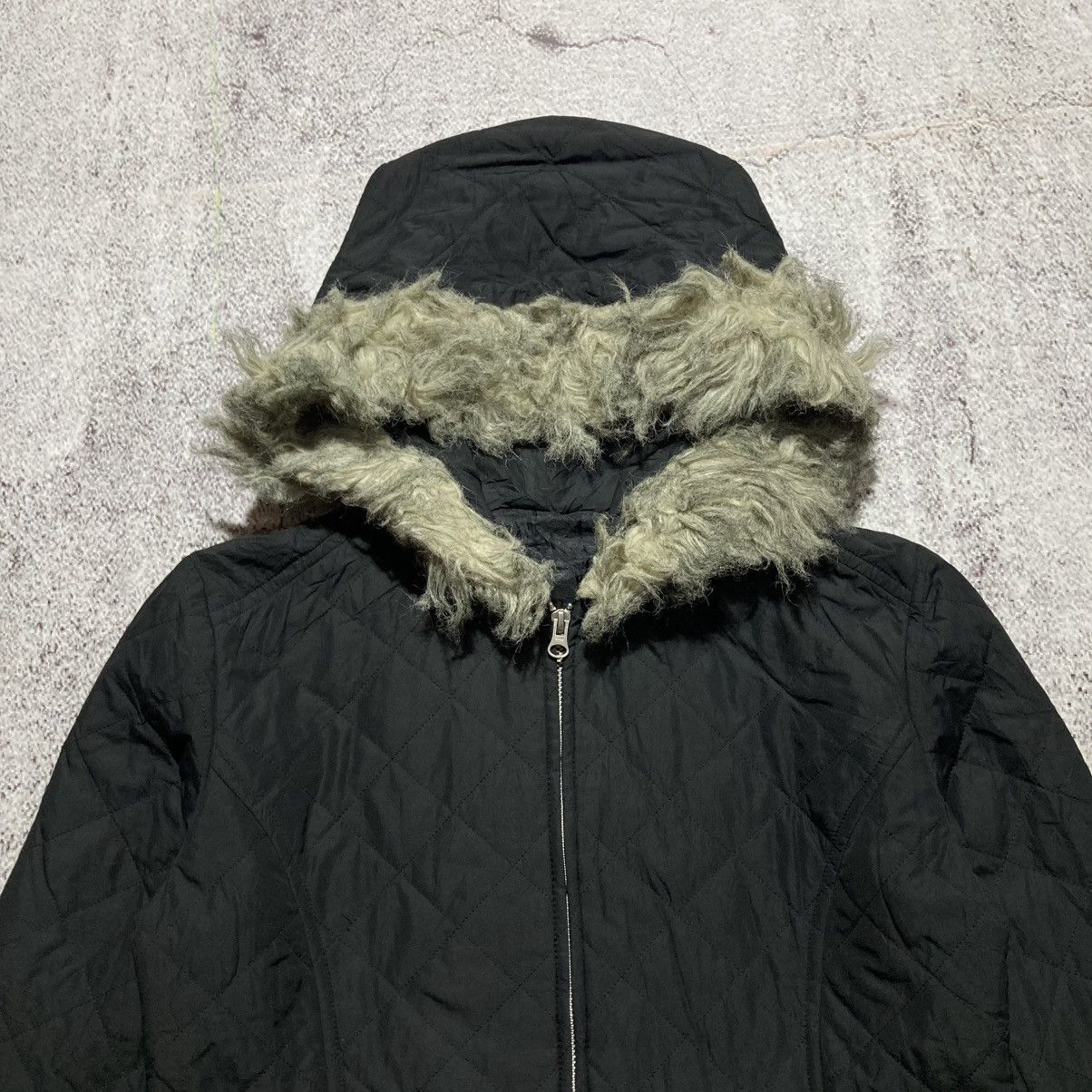 Uniqlo 2000s Uniqlo Winter Quilted Fur Trim Jacket Punk Style Size L / US 10 / IT 46 - 6 Thumbnail