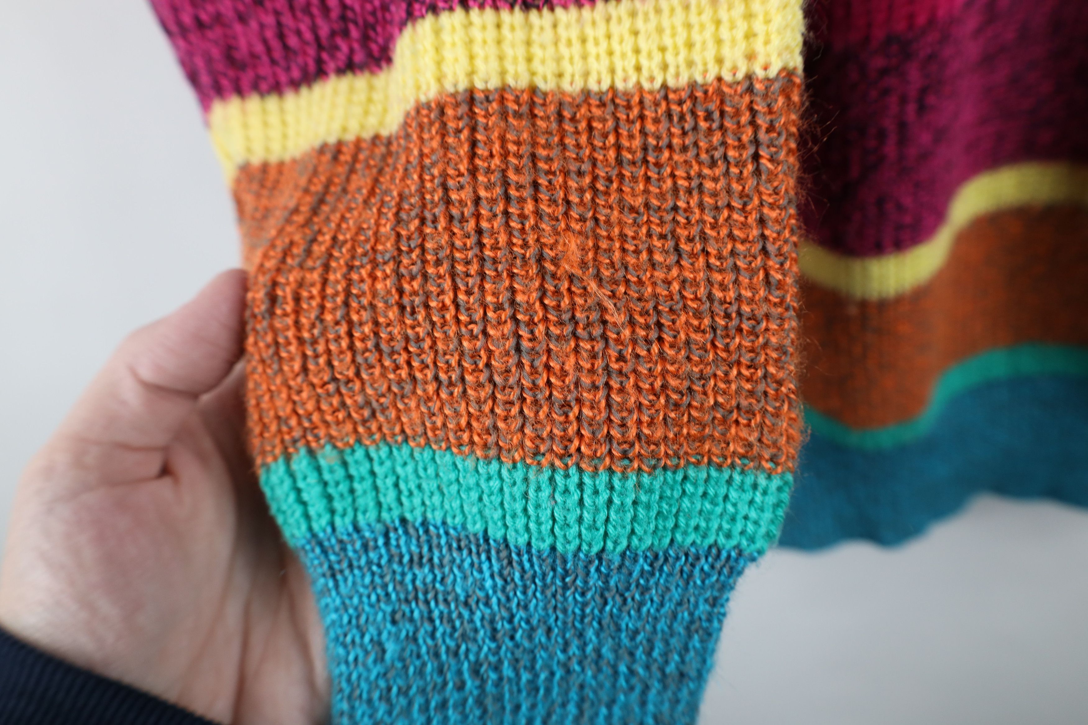 Vintage Vintage 90s Streetwear Striped Ribbed Knit Mock Neck Sweater Size L / US 10 / IT 46 - 5 Thumbnail