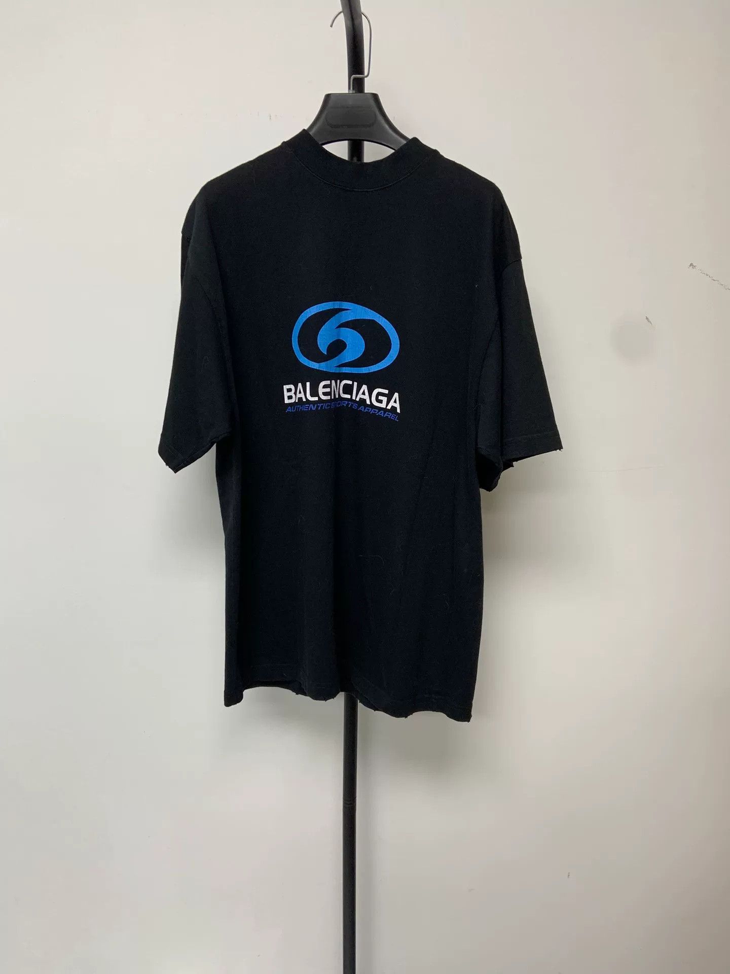 Balenciaga Balenciaga Blue Logo Print Crewneck T-Shirt Size US XXS / EU 40 - 1 Thumbnail
