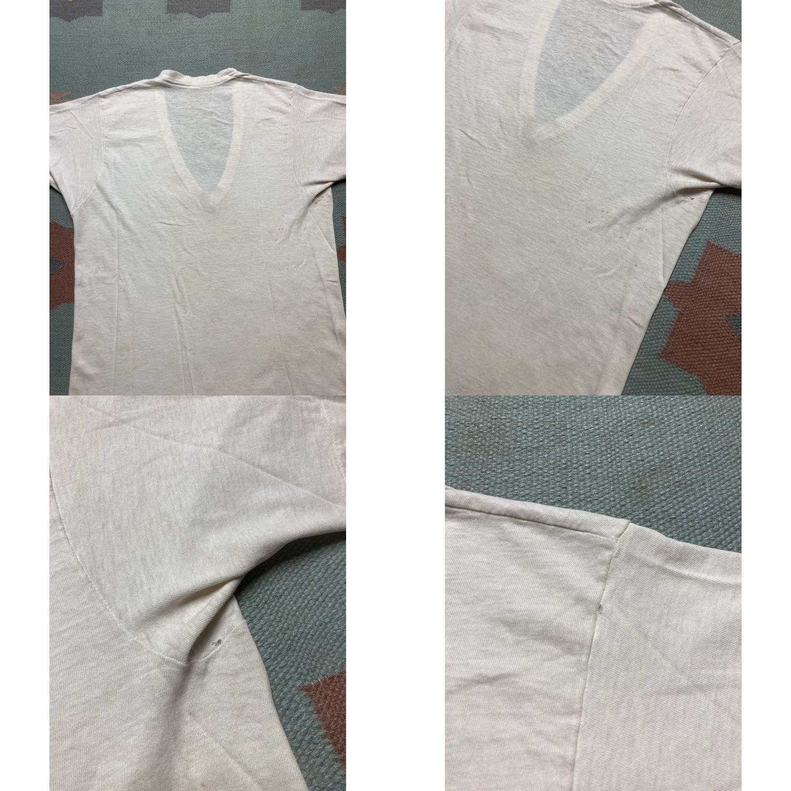 Fruit Of The Loom VINTAGE Fruit of the Loom T-Shirt Grunge V-Neck White Cotton Medium M Men Shirt Size US M / EU 48-50 / 2 - 9 Thumbnail