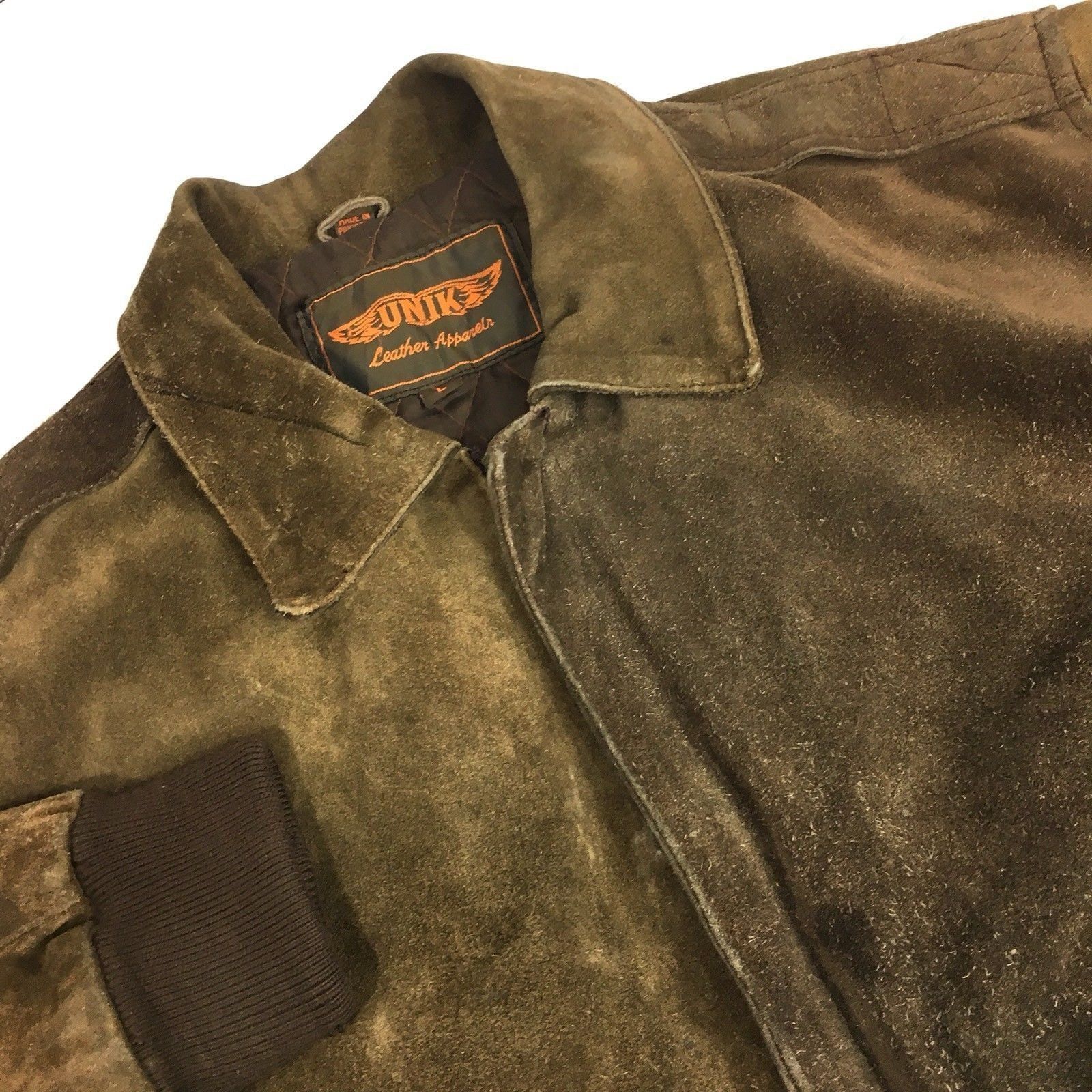Other Vtg UNIK DISTRESSED Brown HEAVY Suede Leather Jacket Size US L / EU 52-54 / 3 - 3 Thumbnail