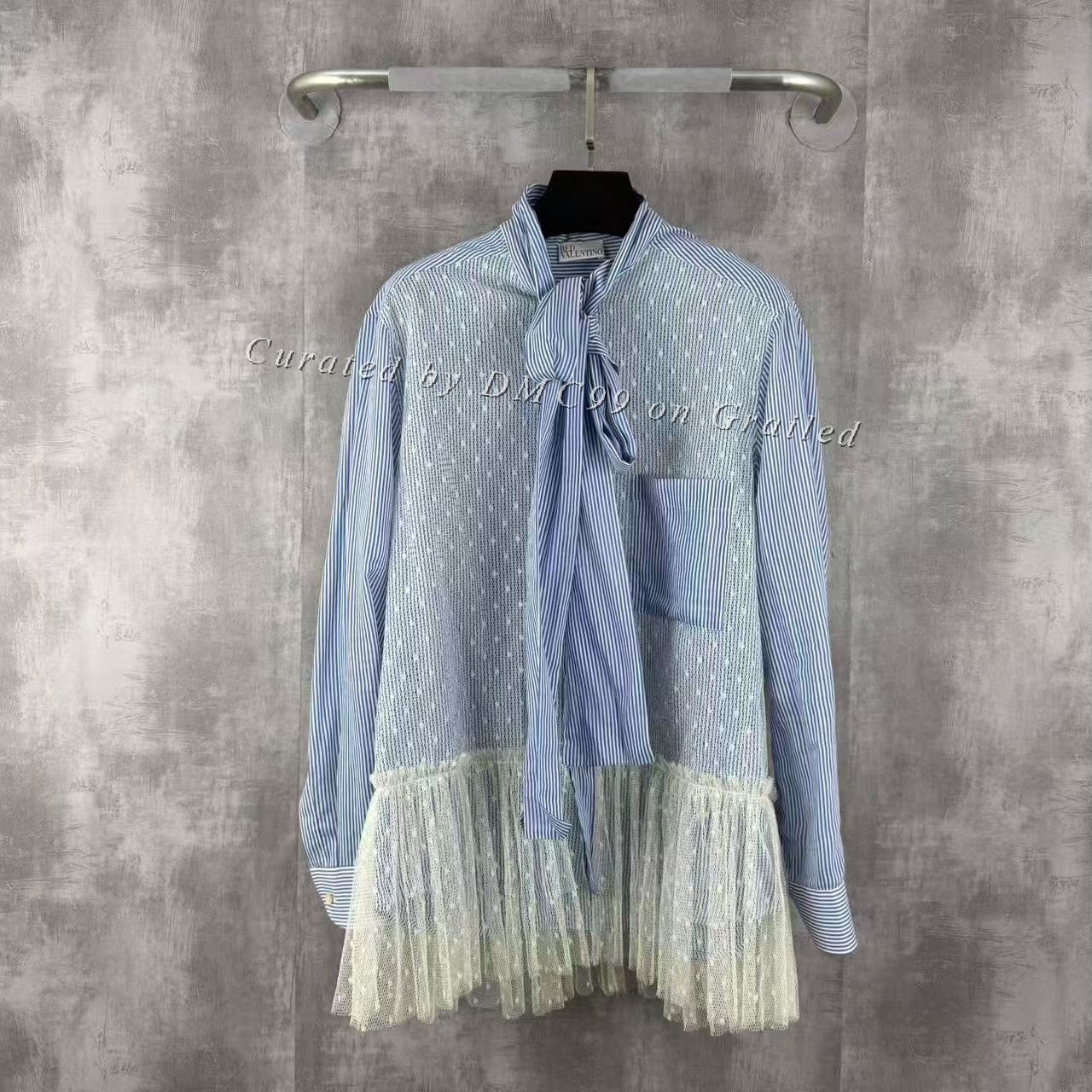 Valentino Valentino Polka Dot Lace Stripe Shirt Jacket Size S / US 4 / IT 40 - 1 Thumbnail