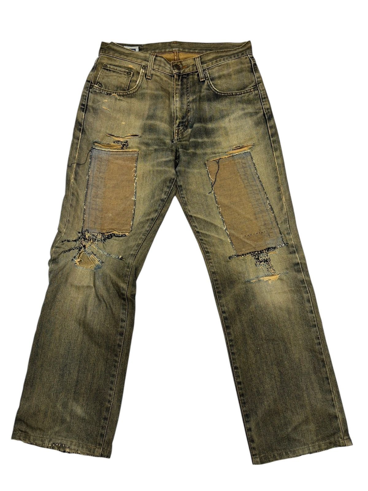 Kapital Edwin Earthy Muddy Wash Destroyed Patchwork Jeans Size US 30 / EU 46 - 2 Thumbnail