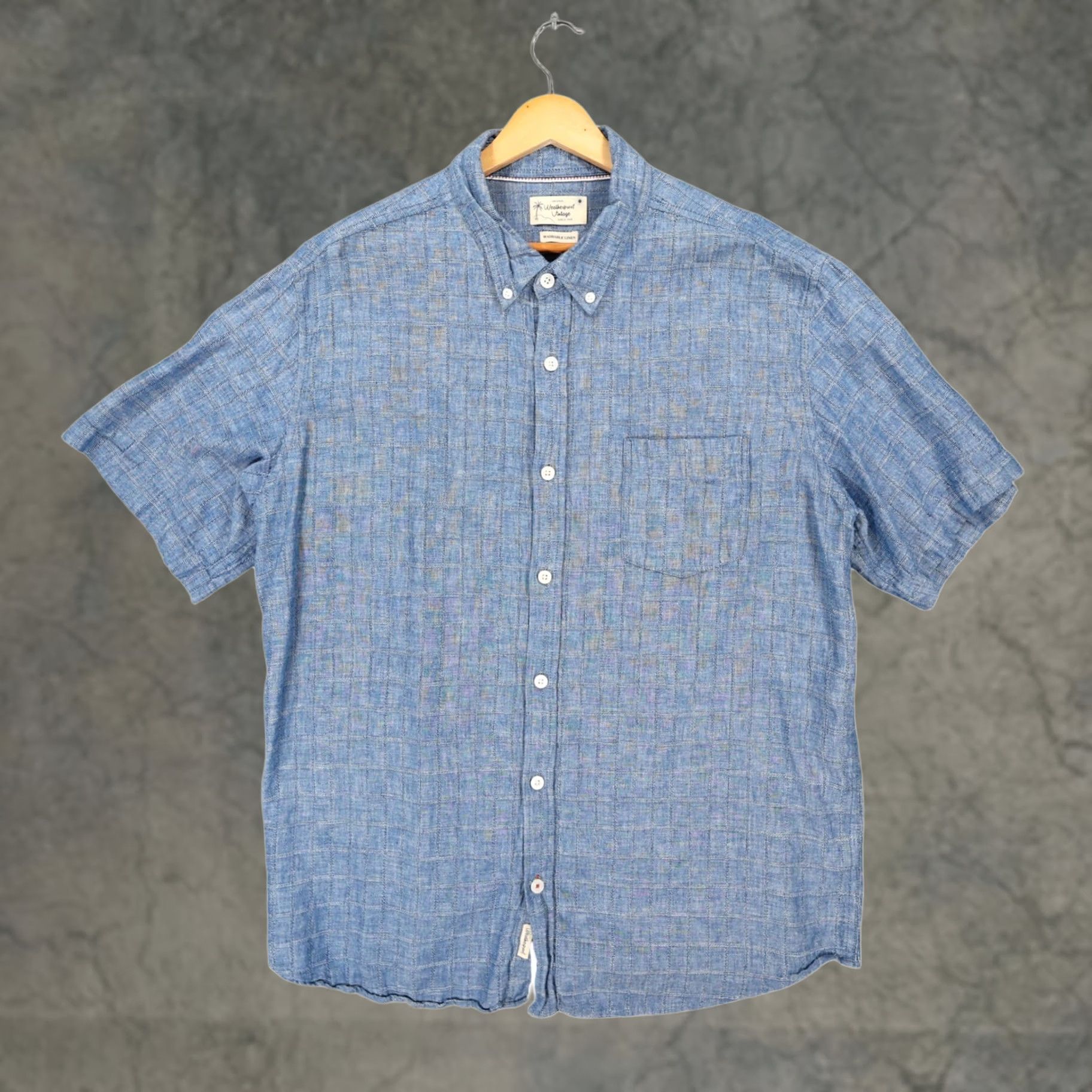 Weatherproof Weatherproof Vintage Button-Down Shirt Mens XL Blue Excellent Short Sleeve Linen Blend Grid Shirt Size US XL / EU 56 / 4 - 1 Thumbnail