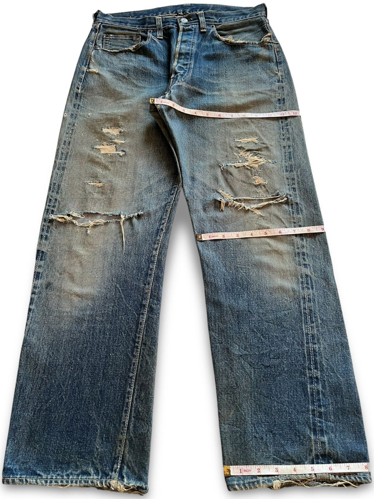 Levi's Vintage 50s Levis 501 Selvedge Big E Loose Jeans Button W Size US 31 - 17 Thumbnail