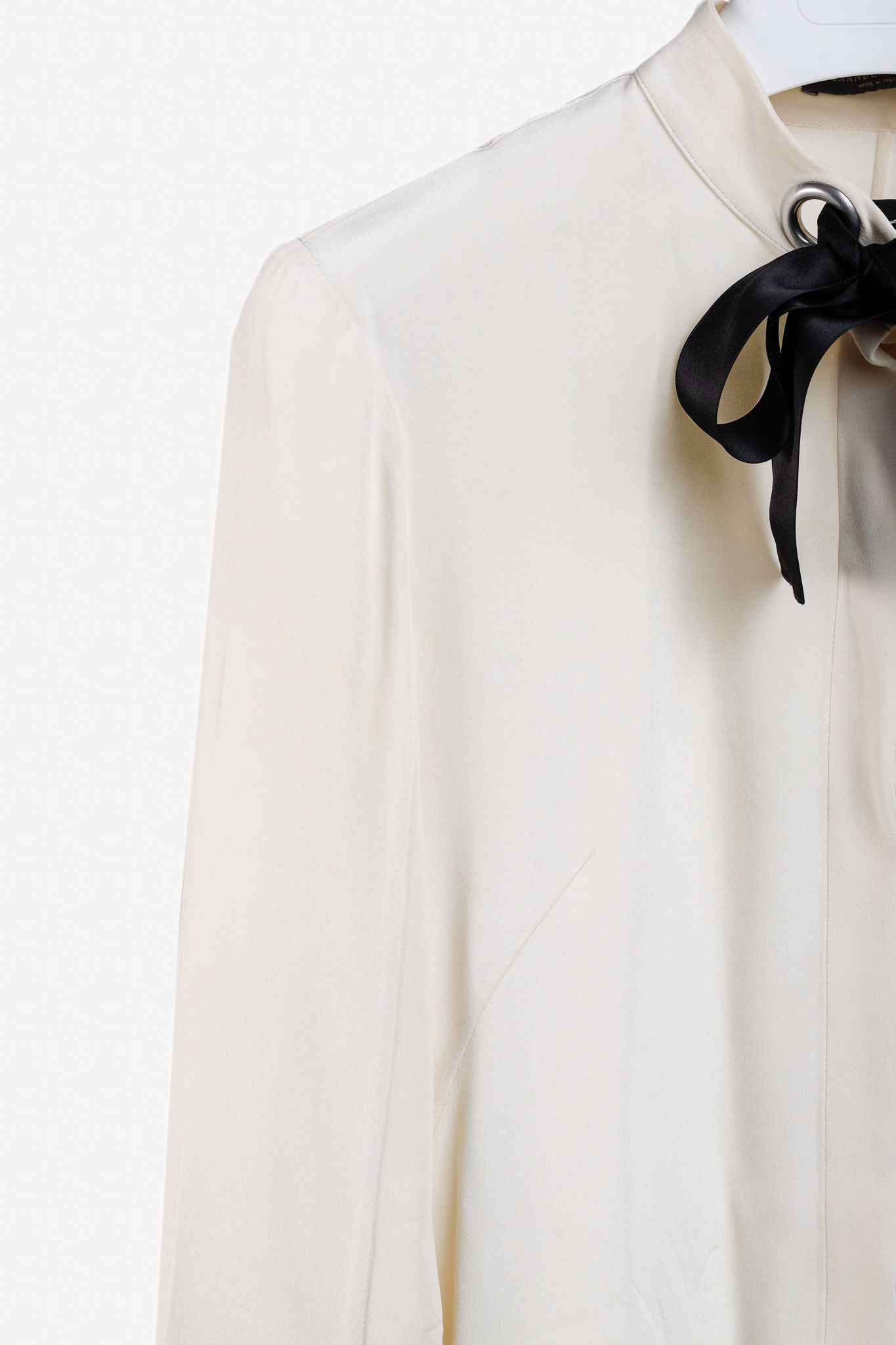 Alexander McQueen Alexander McQueen AW/14 Black Bow Long Sleeve Silk Blouse Size L / US 10 / IT 46 - 6 Thumbnail