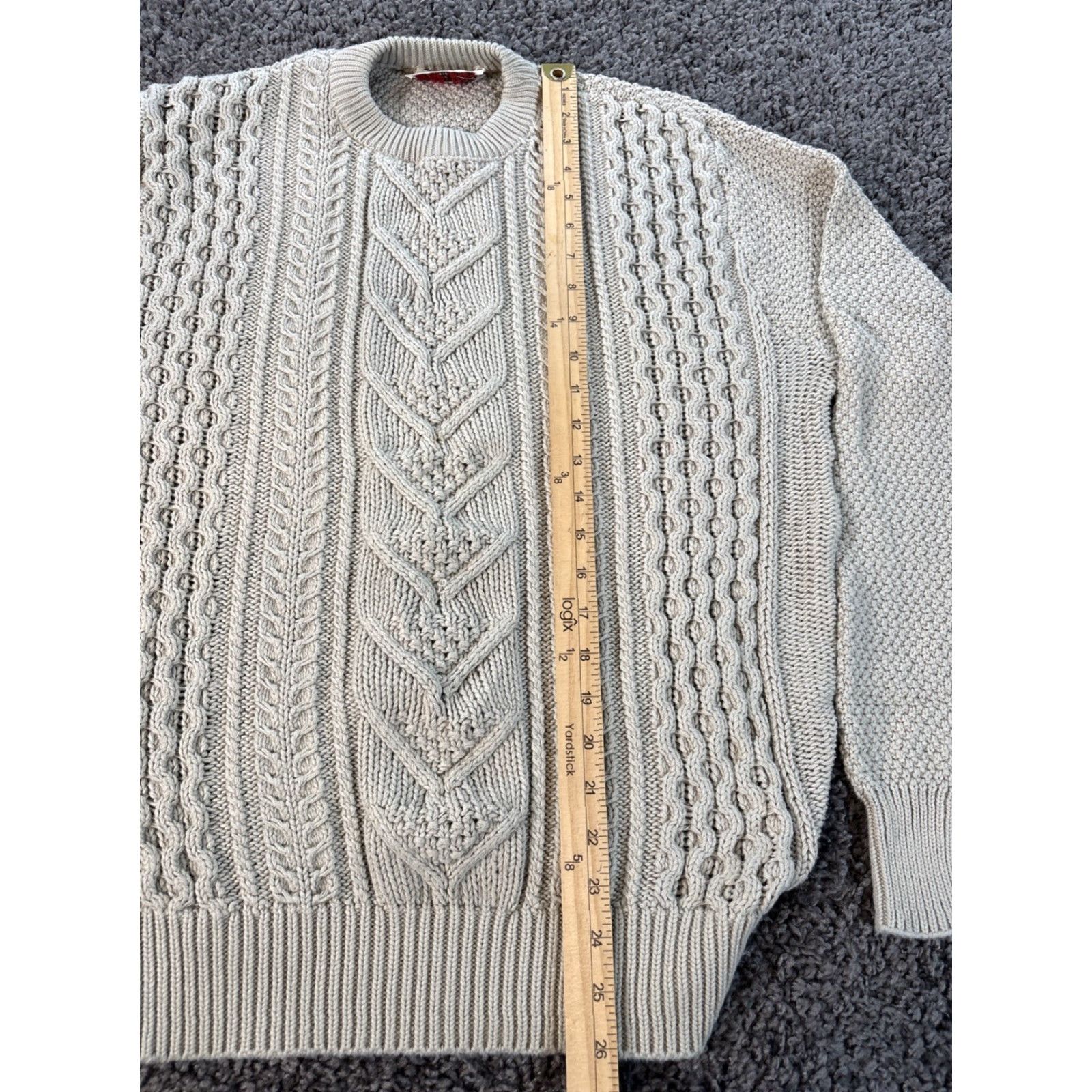 Vintage VINTAGE Lord Jeff Sweater Men L Ivory 80s 90s Chunky-Knit Crew Neck Pullover Made in USA Size US L / EU 52-54 / 3 - 2 Thumbnail
