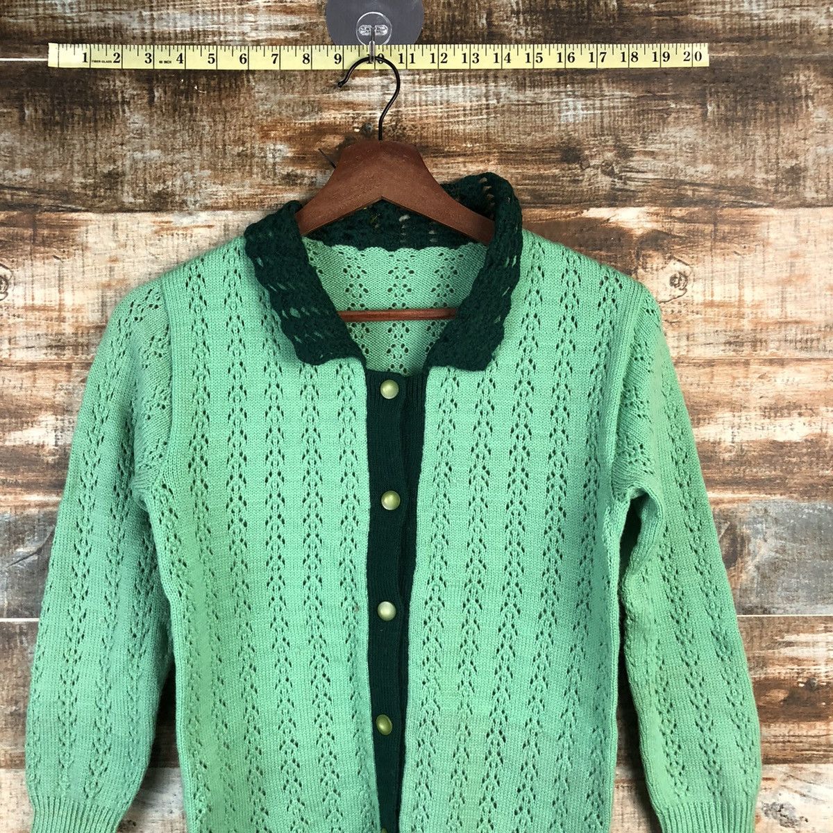 Vintage DL Japanese Brand Green Cardigan Knitwear #C598 Size XXS / US 00 / IT 34 - 2 Thumbnail