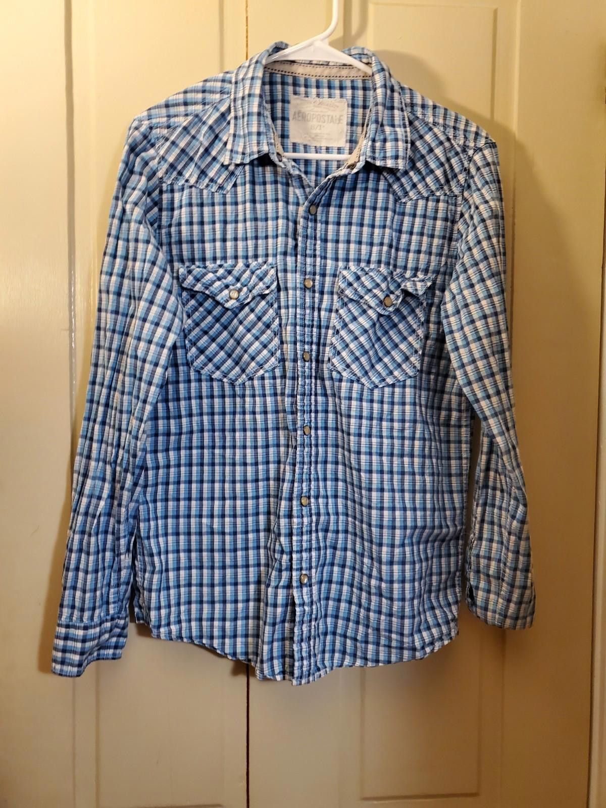 Aeropostale Aeropostale Mens SM Western Pearl Snap Vintage LS Plaid Size US S / EU 44-46 / 1 - 5 Thumbnail