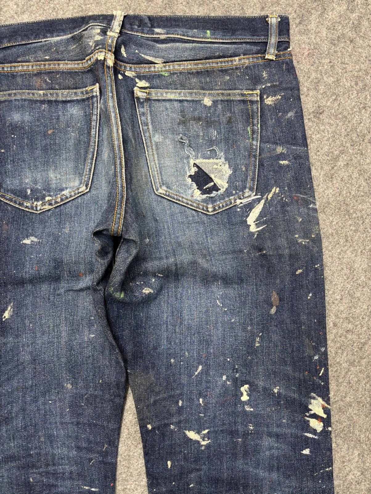 Japanese Brand 💥ART💥Uniqlo Japan Heavy Paint Splatter Selvedge Denim F673 Size US 34 / EU 50 - 13 Thumbnail