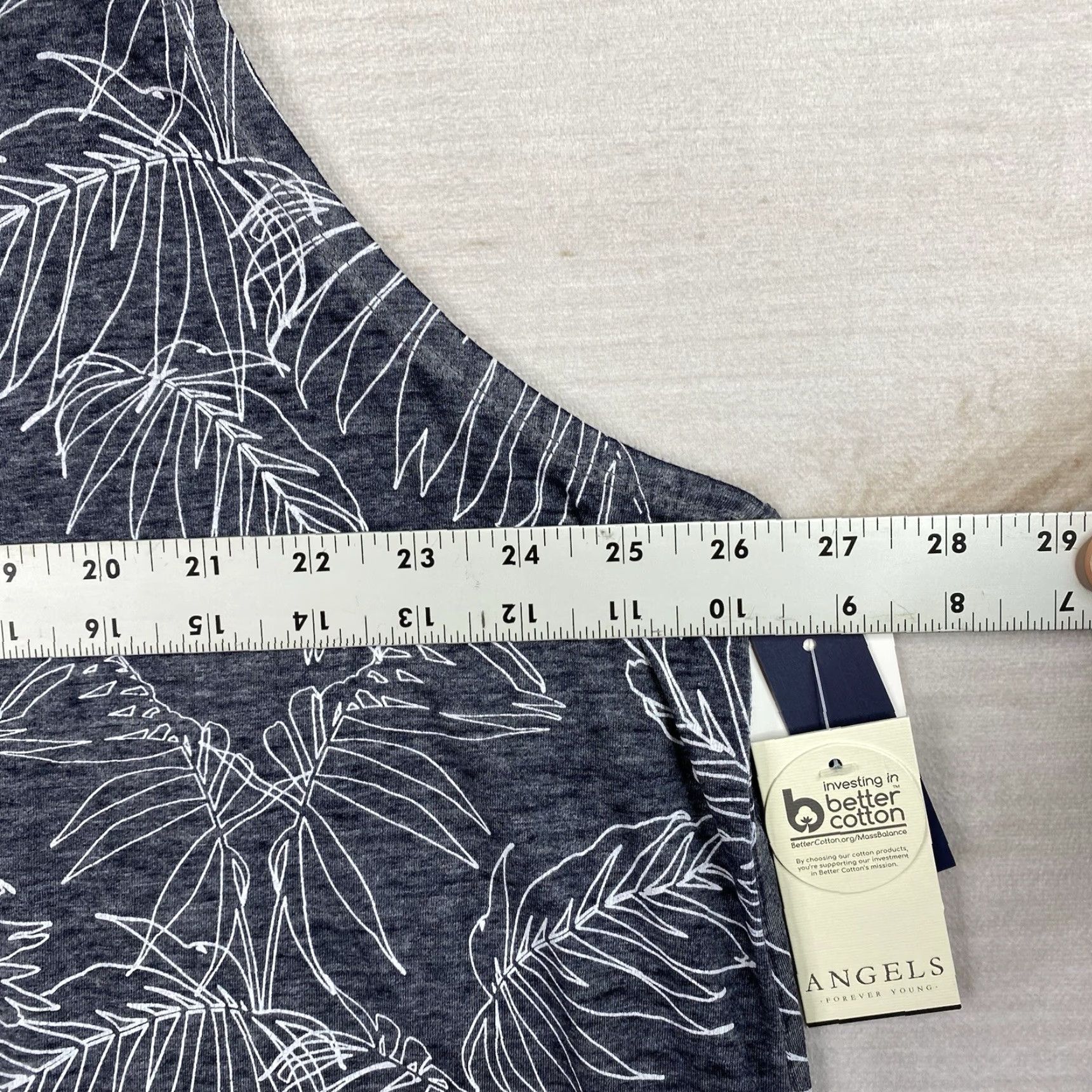 Vintage Angels Forever Young Tank Womens 3X Blue Palm Floral Stretch Cotton NWT Size XXL / US 16-18 / IT 52-54 - 3 Thumbnail
