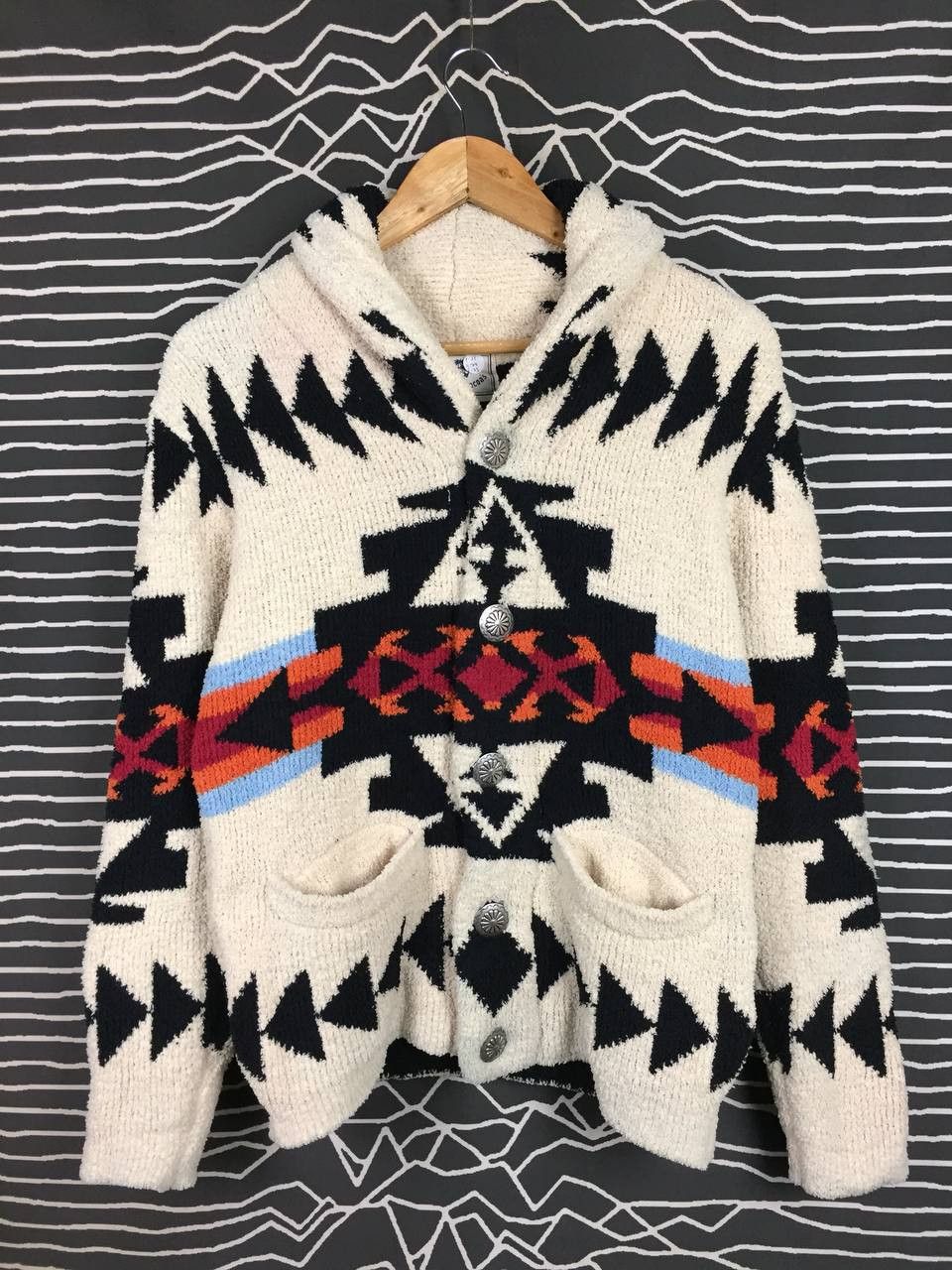 Vintage Life is Mocoa's Aztec Native Shawl Collar Cardigan Sweater Size US M / EU 48-50 / 2 - 1 Thumbnail