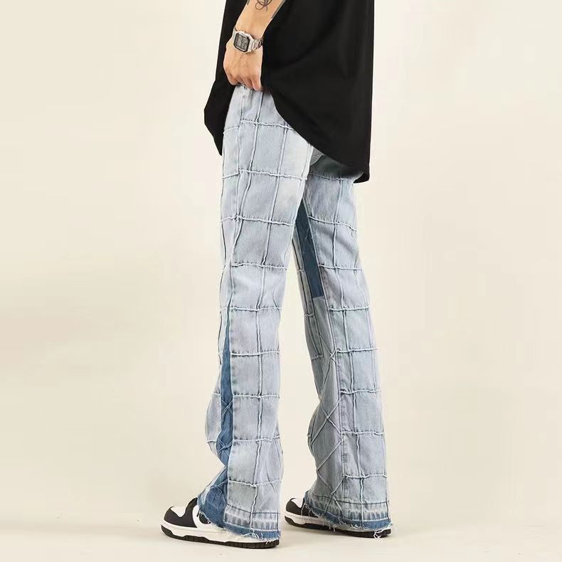 Japanese Brand High street washed distressed plaid micro-flared jeans Size US 32 / EU 48 - 5 Thumbnail