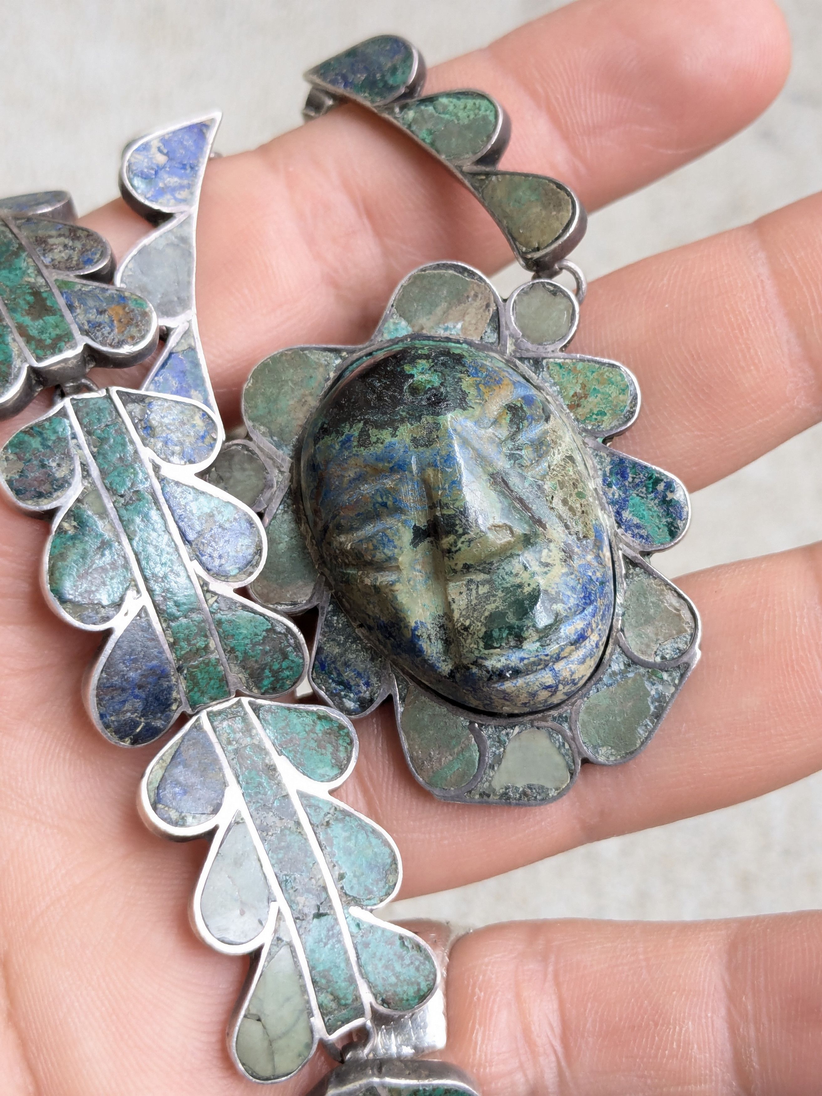 Vintage Vintage Sterling Silver Necklace Bracelet Turquoise Mask Size ONE SIZE - 20 Thumbnail