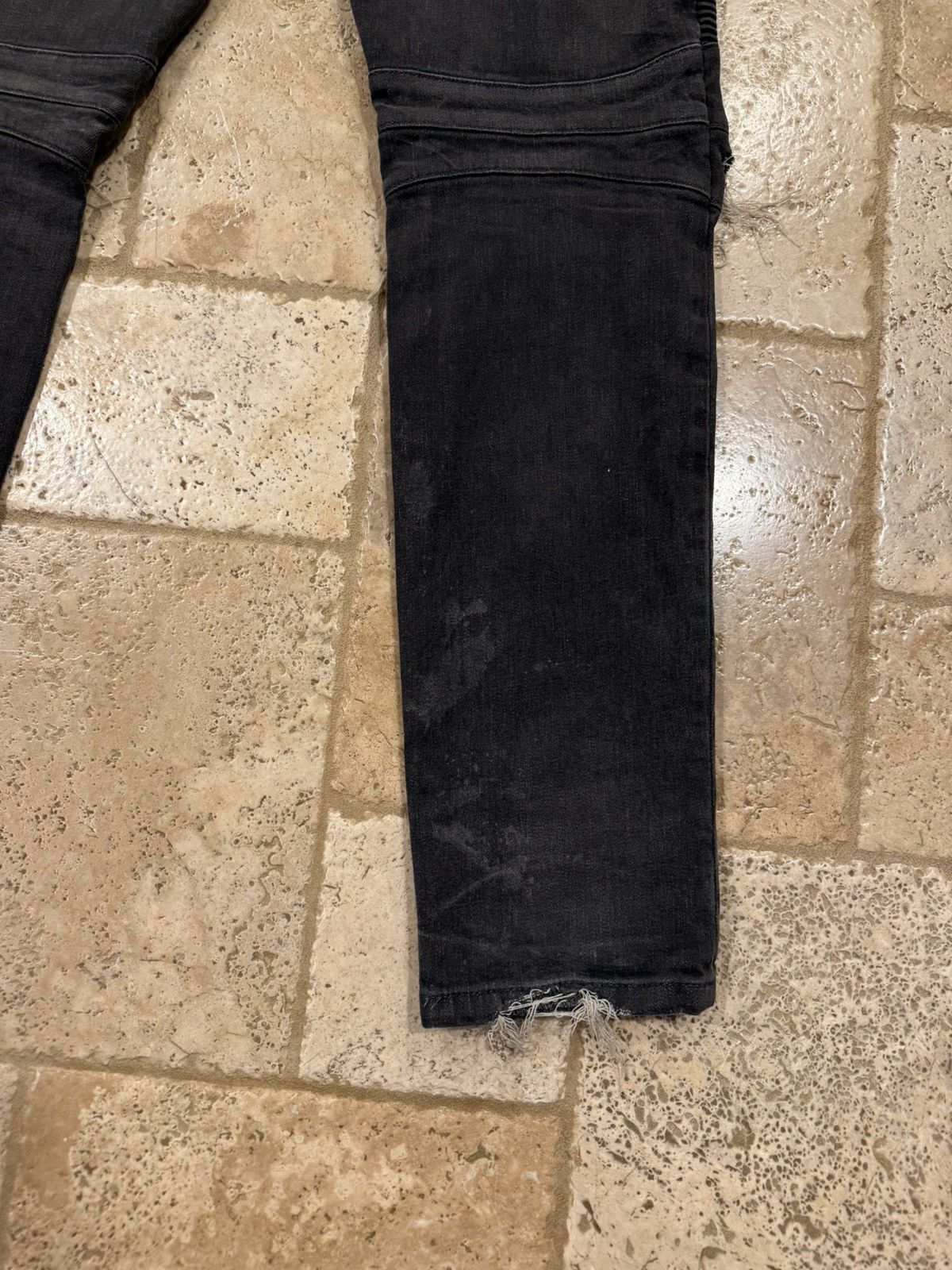Balmain Balmain Moto Biker Distressed Stone Dark Gray Denim Jeans Size US 36 / EU 52 - 6 Thumbnail
