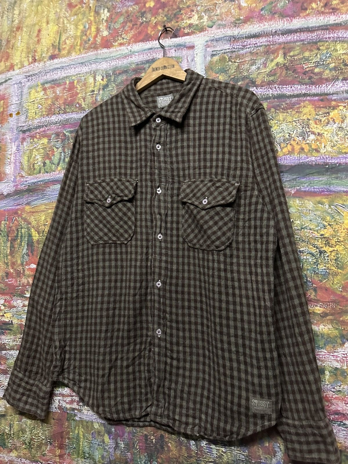 Stussy Stussy Flannel Shirt Khaki Check Size US XL / EU 56 / 4 - 4 Thumbnail