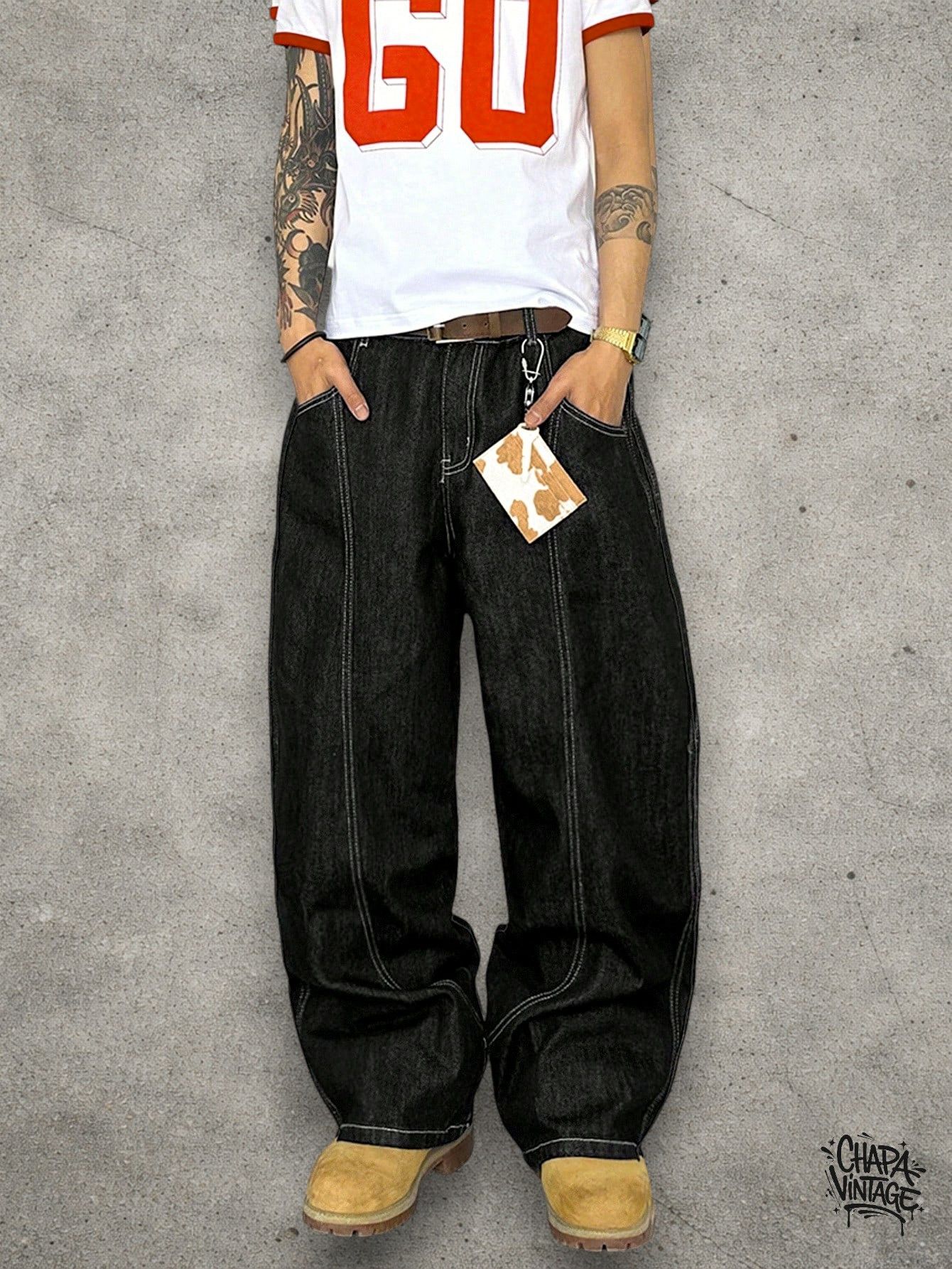 Vintage Loose dark blue jeans Size US 32 / EU 48 - 2 Thumbnail