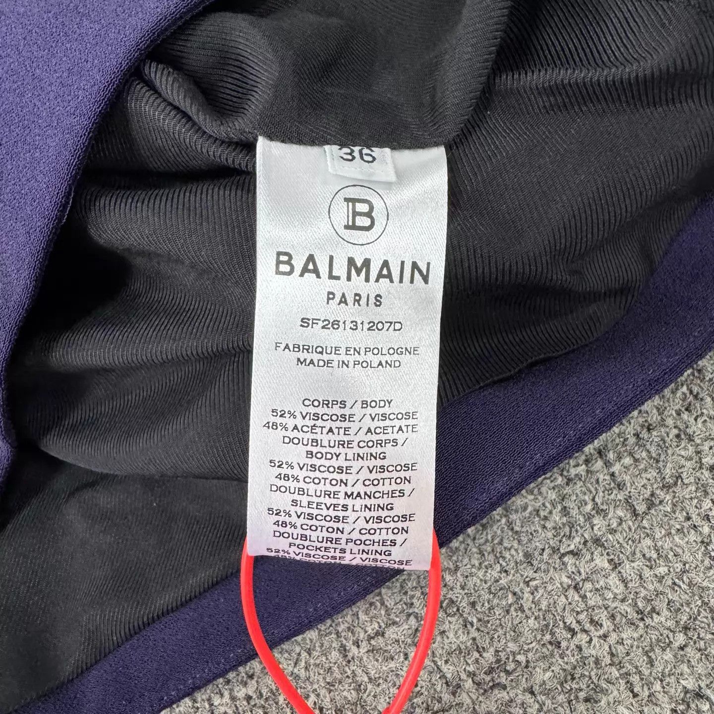 Balmain Balmain Deep Purple Satin Shawl Collar DB Dress Size XS / US 0-2 / IT 36-38 - 6 Thumbnail