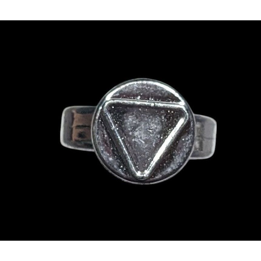 Other Casual Plastic Metallic Silver Tone Triangle Embossed Ring S Size ONE SIZE - 1 Thumbnail