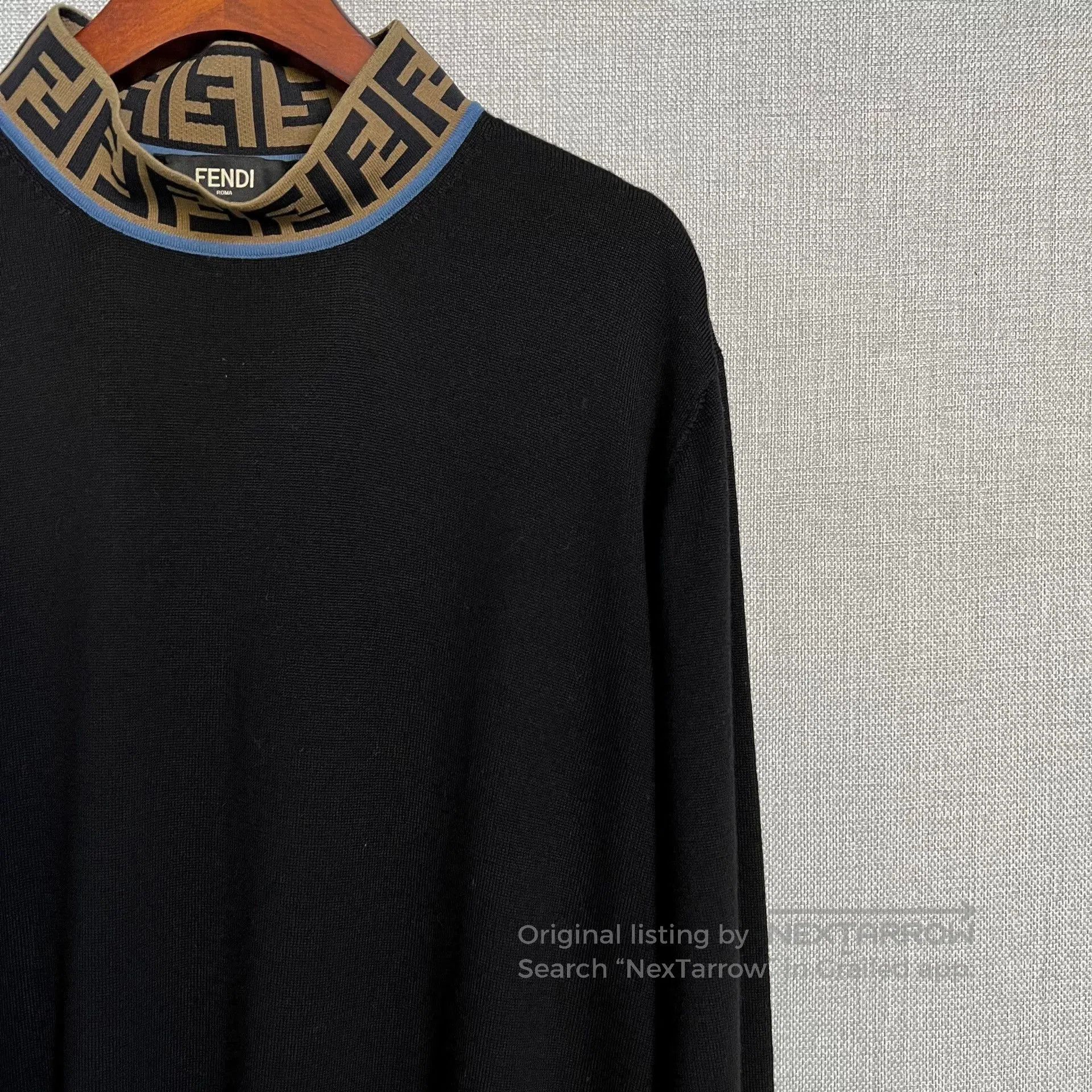 Fendi Fendi Black Collar Logo Wool Sweater. Size US M / EU 48-50 / 2 - 3 Thumbnail