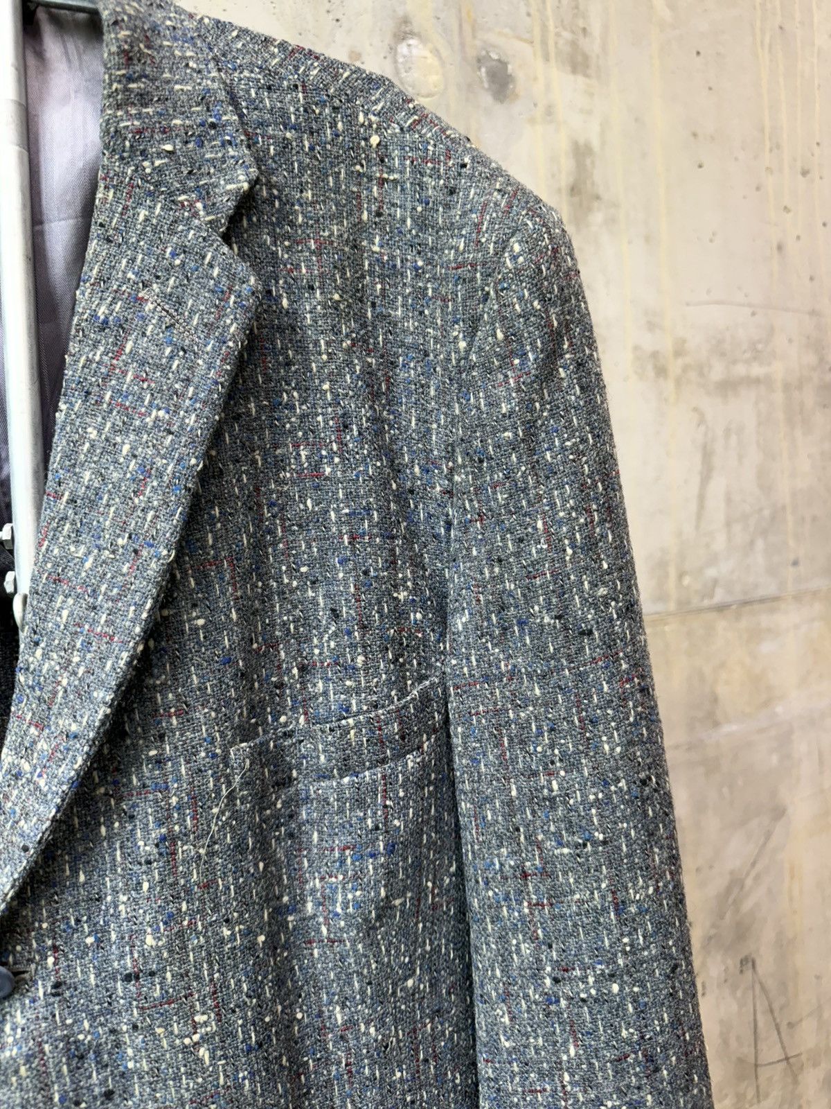 Vintage 50s Grey Black/Blue/Red Atomic Fleck Wool Rockabilly Jacket Size 44R - 4 Thumbnail