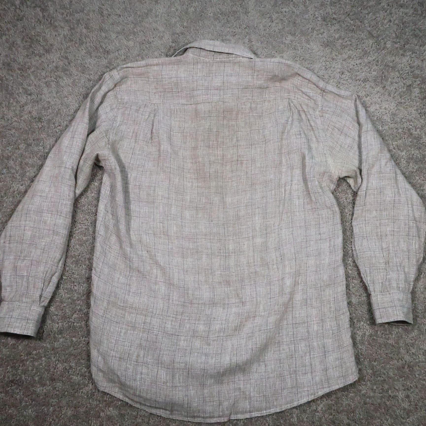 Orvis VINTAGE Orvis Linen Shirt Mens M Oversized Brown Houndstooth Button Up Distressed Size US M / EU 48-50 / 2 - 2 Thumbnail