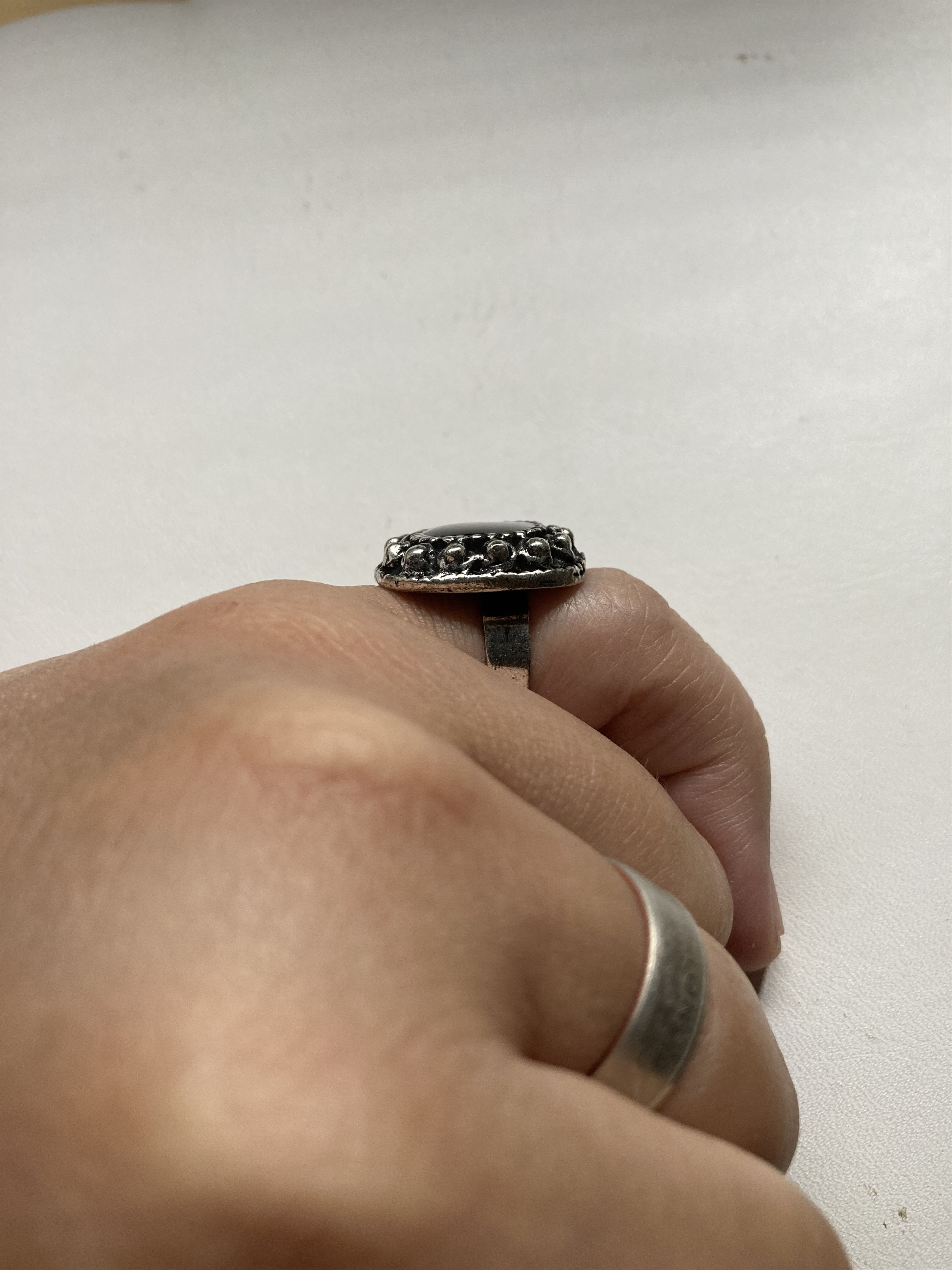Jewelry Black CZ Tibetan Silver Adjustable Ring Size ONE SIZE - 7 Thumbnail